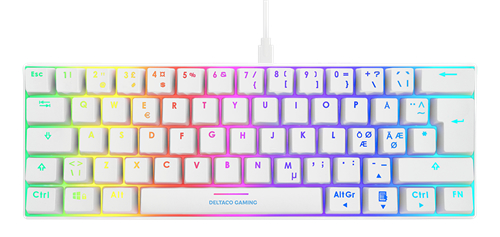 DELTACO TKL Gaming Keyboard mech RGB GAM-075-W-CH red switch, CH-Layout, white