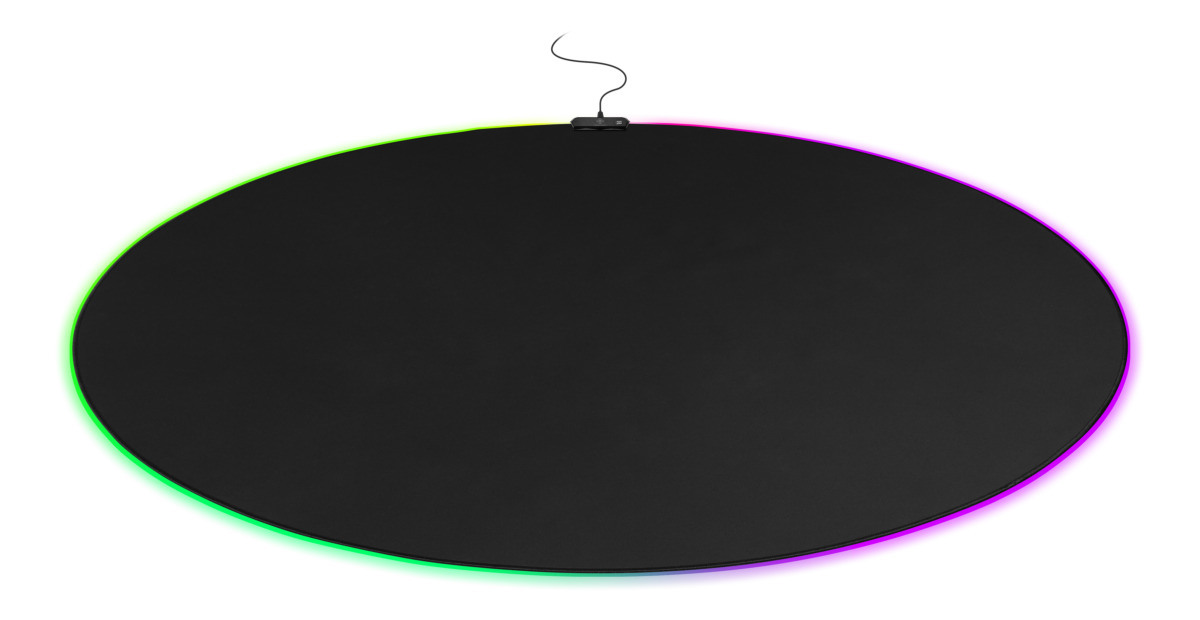 DELTACO RGB Floorpad, round,Black GAM-138 110x110 cm