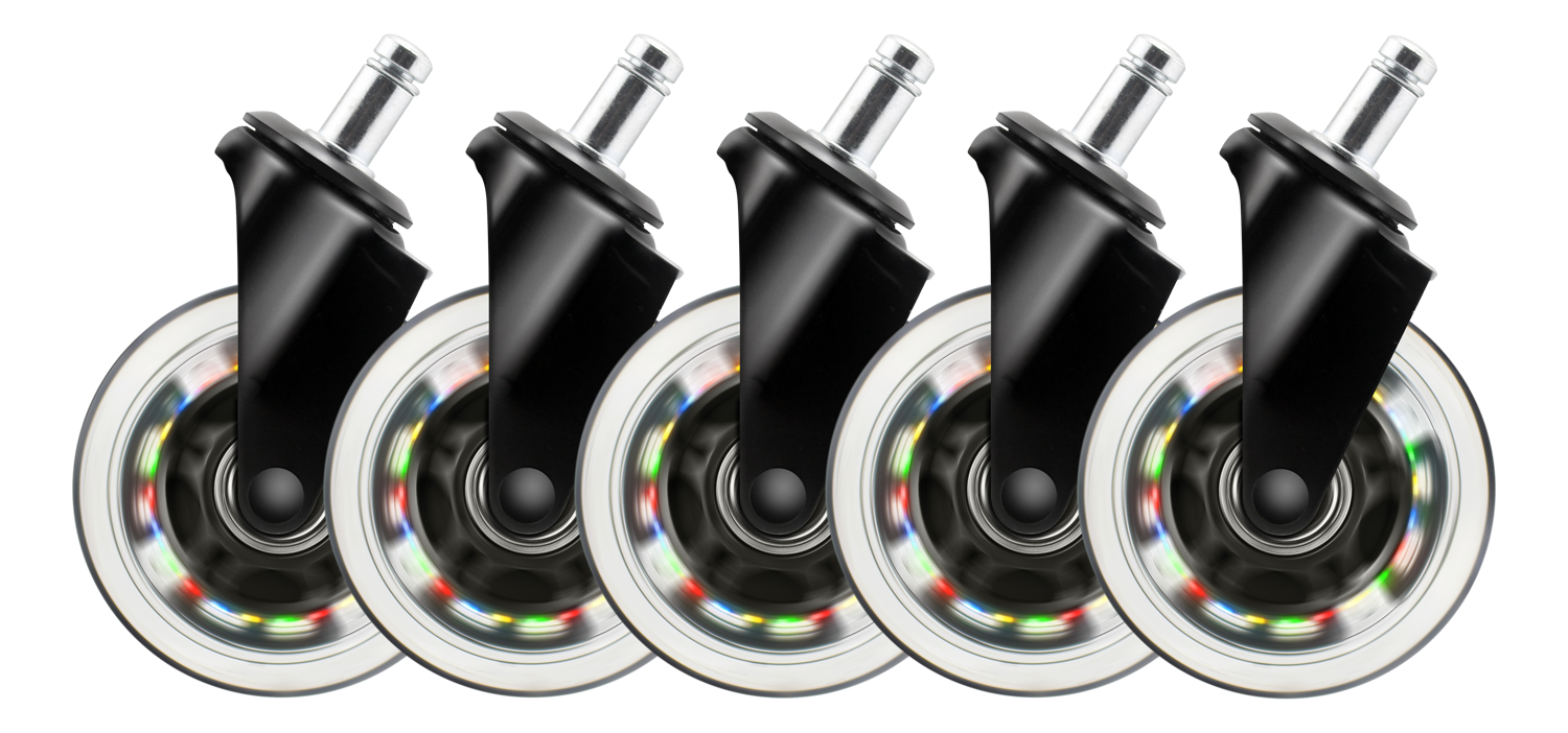 DELTACO RGB Casters,Wheels,5-pack GAM-141 for Gaming Chairs for Gaming Chairs