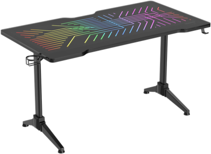 DELTACO RGB Gaming Desk DT420 GAM-150 Glass LED Tabletop,140x75 cm