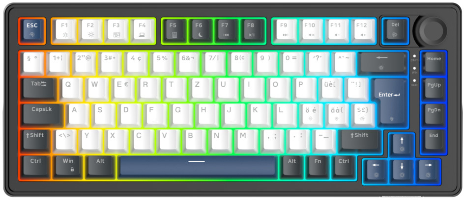 photo DELTACO Mech. Keyboard Gasket DK480 GAM-205-CH PBT keycaps,Hot-swap,Bl. CH