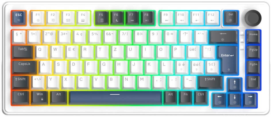photo DELTACO Mech. Keyboard Gasket DK480 GAM-205-W-CH PBT keycaps,Hot-swap,WH. CH