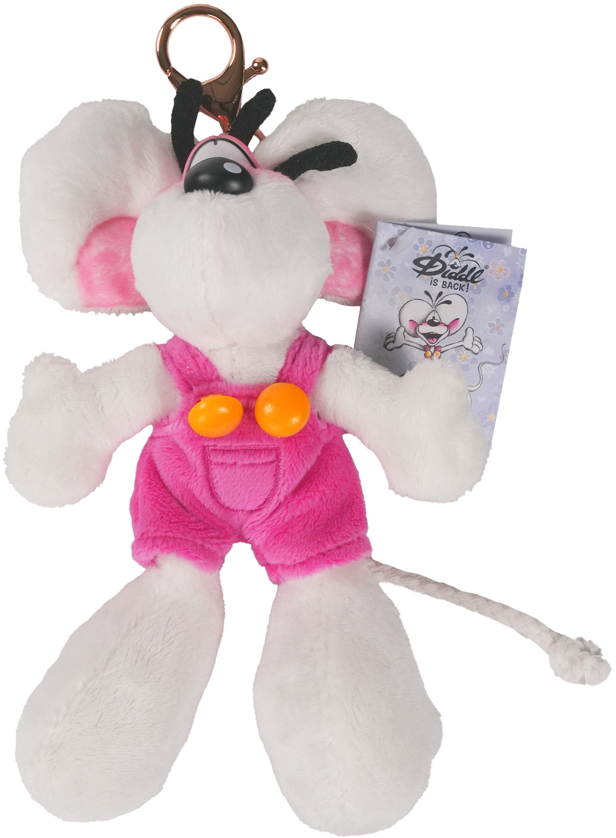 photo DIDDL Porte-clés en peluche 15cm 23471 en salopette rose