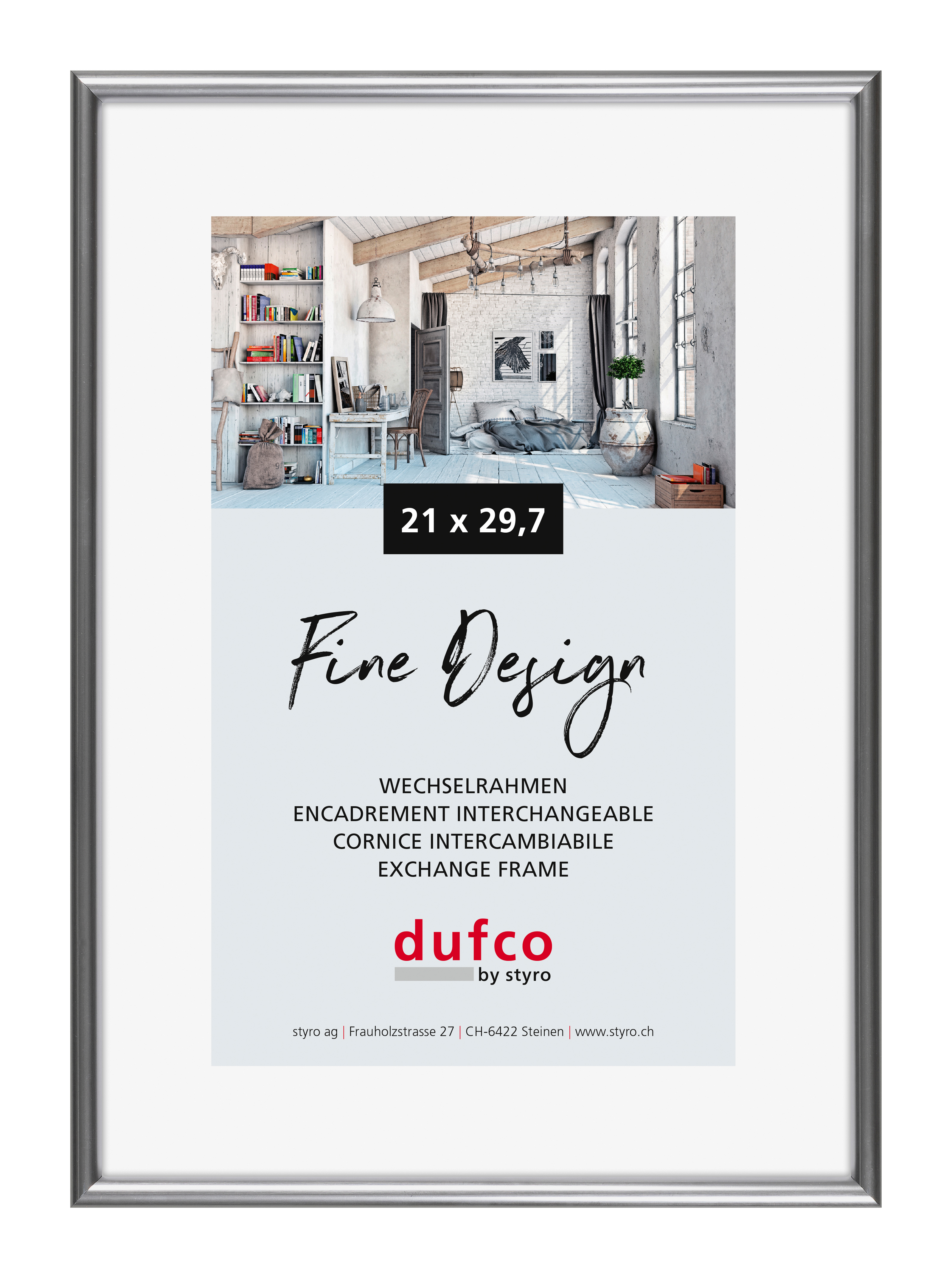 DUFCO Cadre 21x29.7cm 1400.40027 Fine Design argent