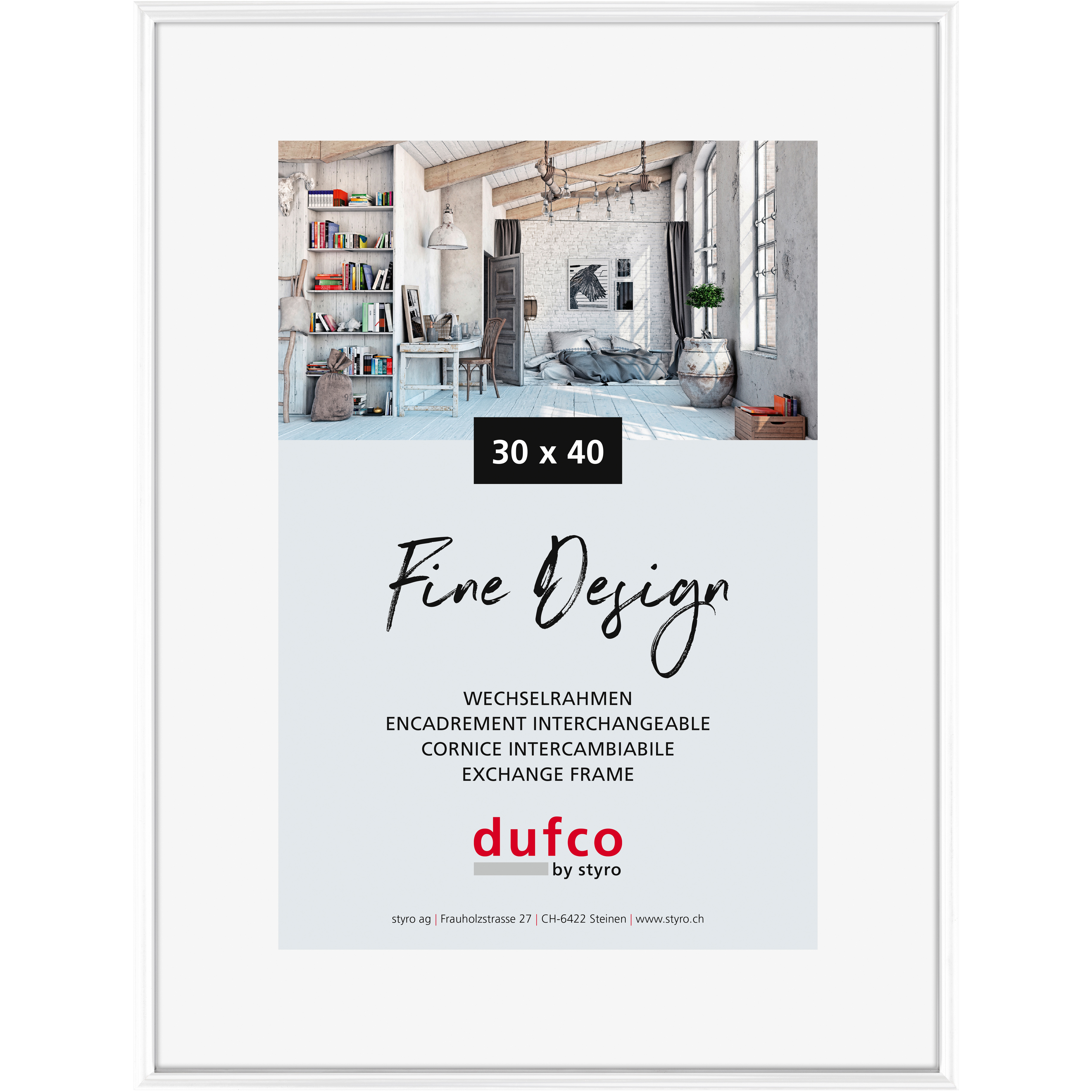 DUFCO Cadre 30x40cm 1400.40041 Fine Design blanc Fine Design blanc