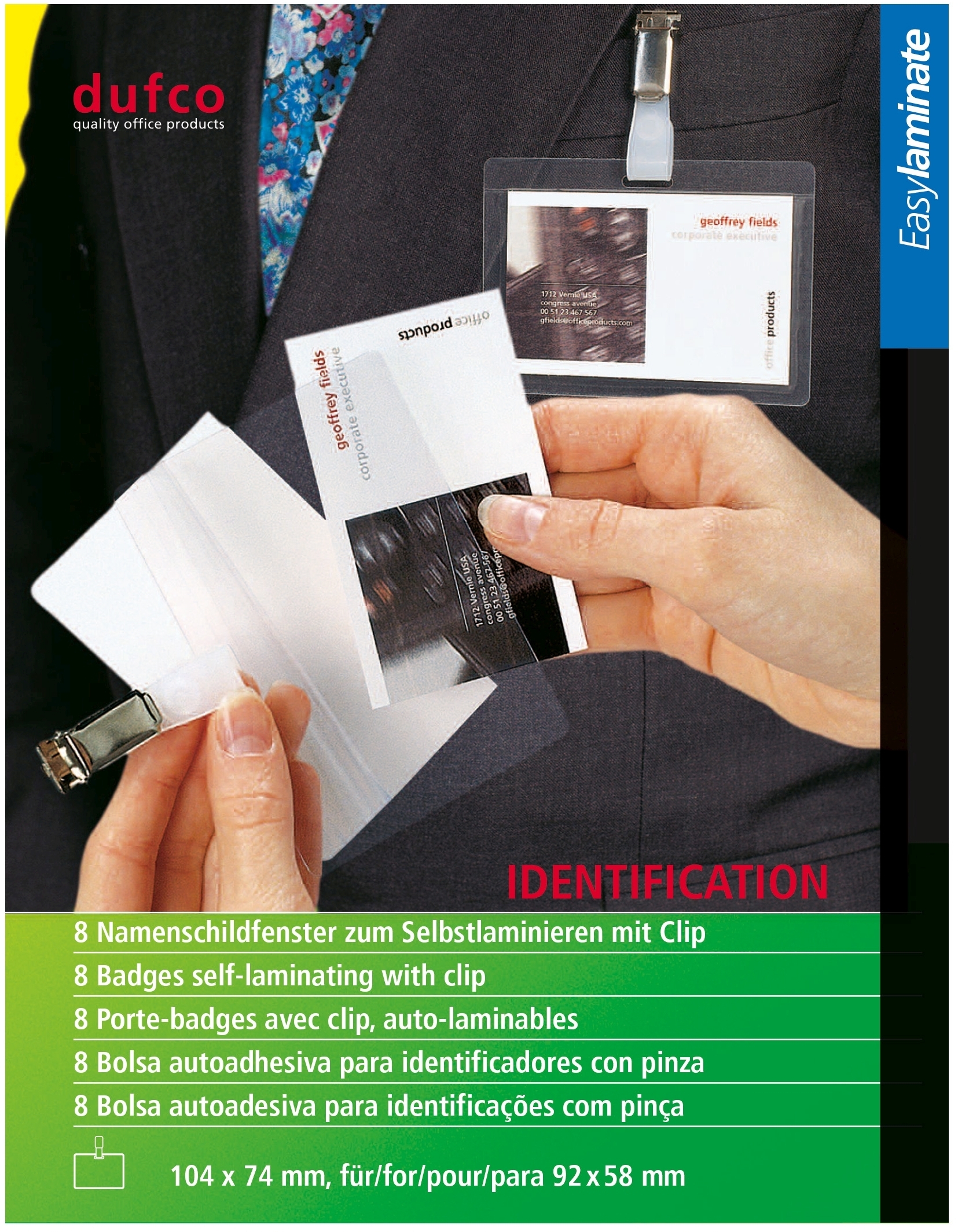 DUFCO cartes self. lam. 53102.001 74x104mm avec clip 8 pcs.