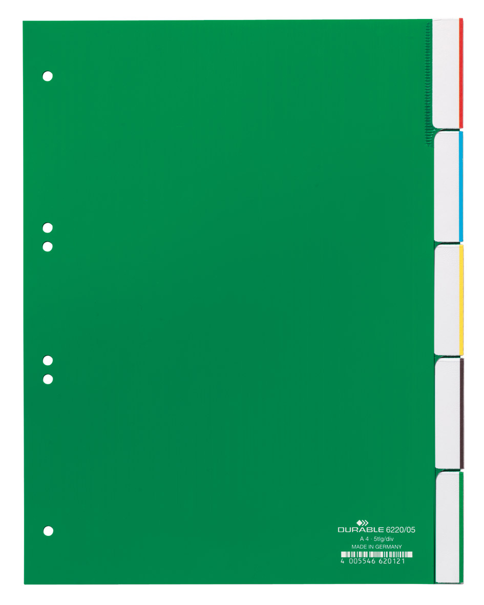 DURABLE Register grün A4 6220/05 5-teilig, blanko