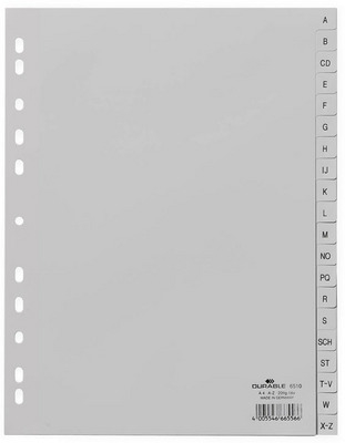 photo DURABLE Répertoire PP A4 651010 gris A-Z 20 pcs.