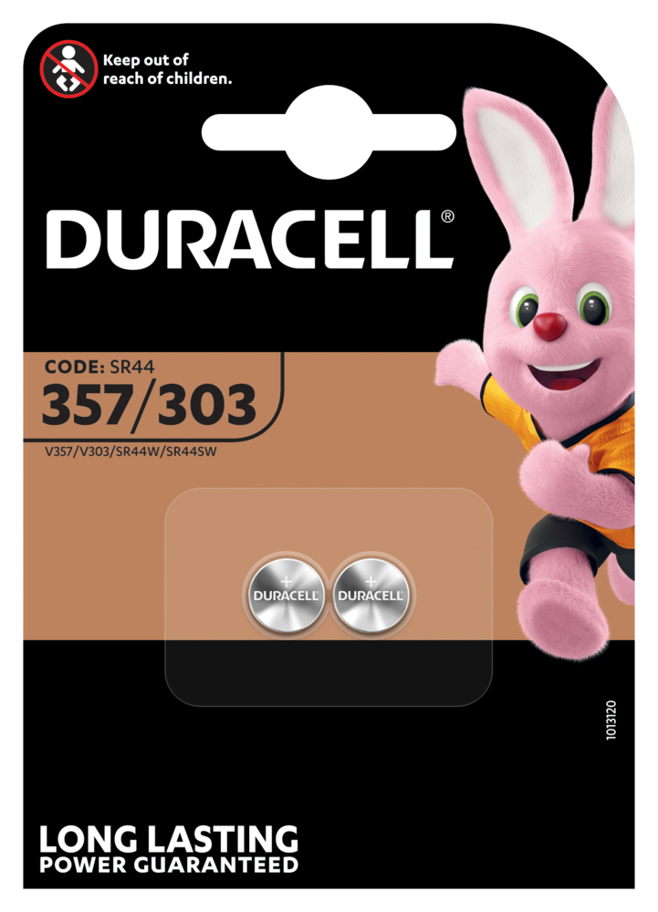 DURACELL Knopfbatterie Specialty 357/303 V357, V303, SR44W,1.5V 2 Stück