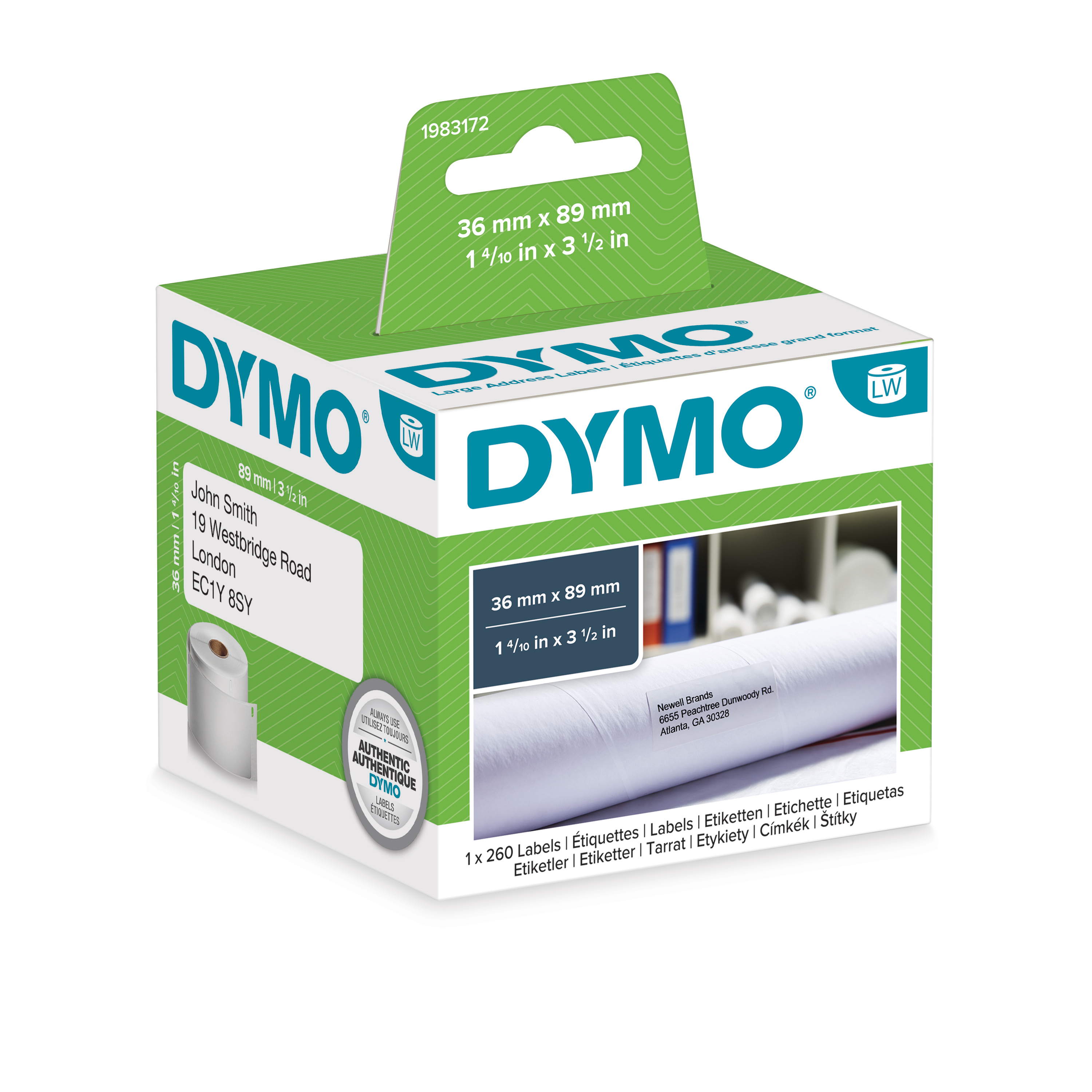 DYMO Etiquettes d'adr. 89x36mm 1983172 blanc, papier 1 rl./260 pcs.