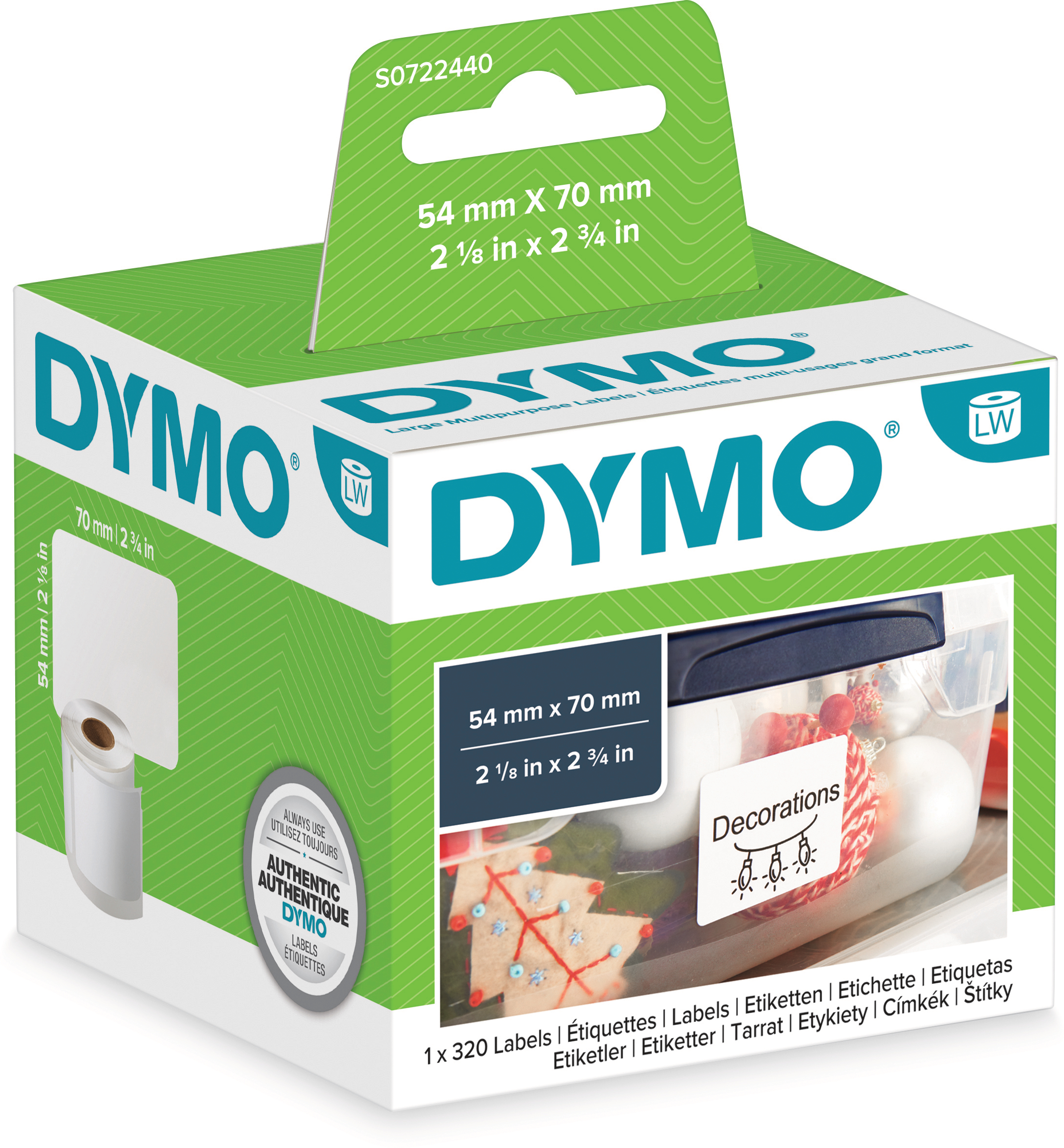 DYMO Etiquettes de disques S0722440 perm.70x54mm 300 pcs.