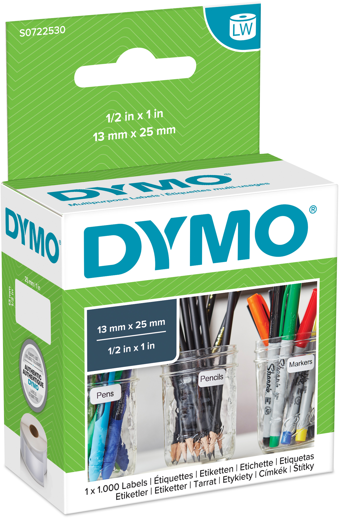 DYMO Étiquettes multi-usages S0722530 non-perm. 25x13mm 1000 pcs.