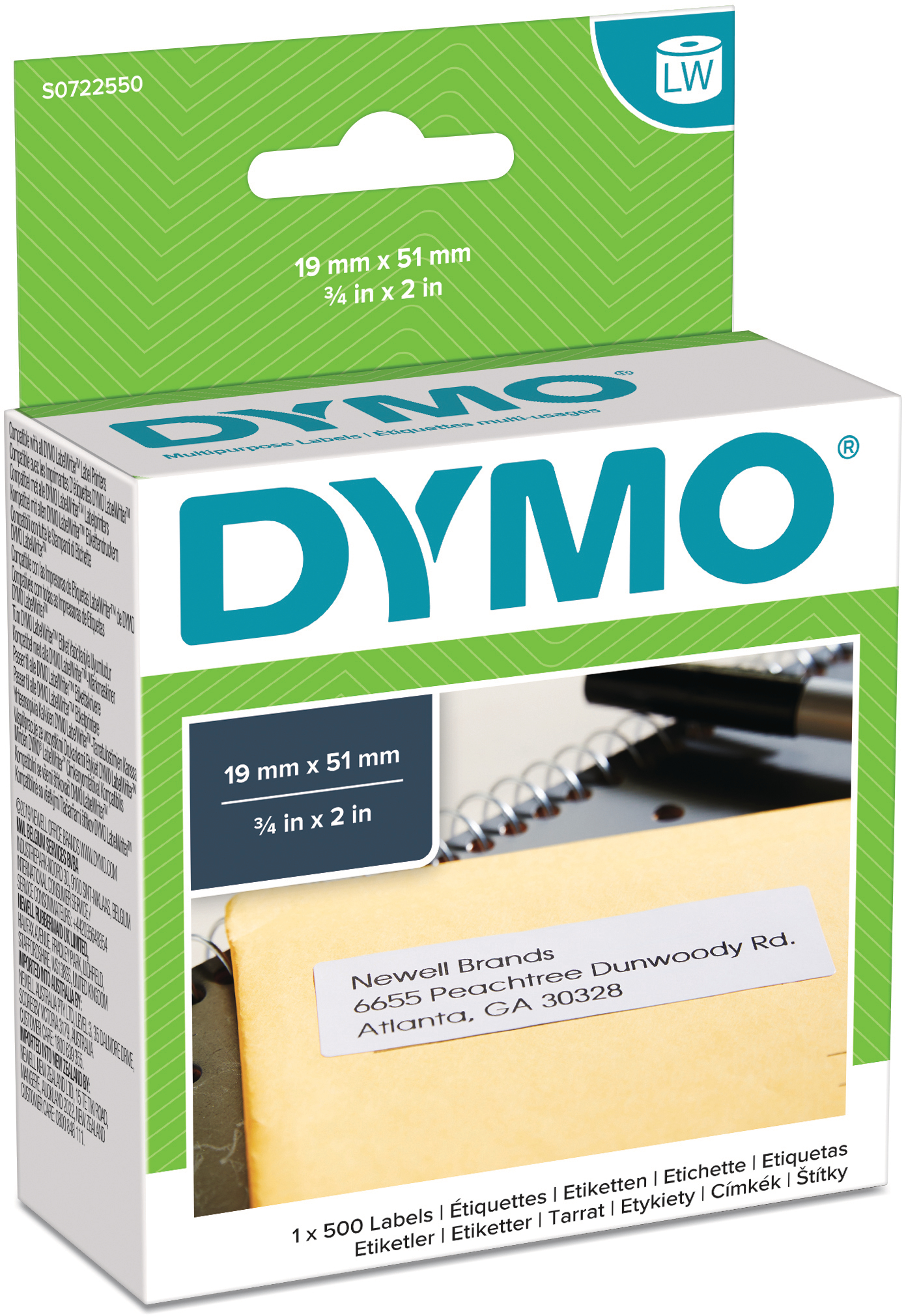 DYMO Etiketten-Band 19mm x 51mm schwarz/weiss<br>