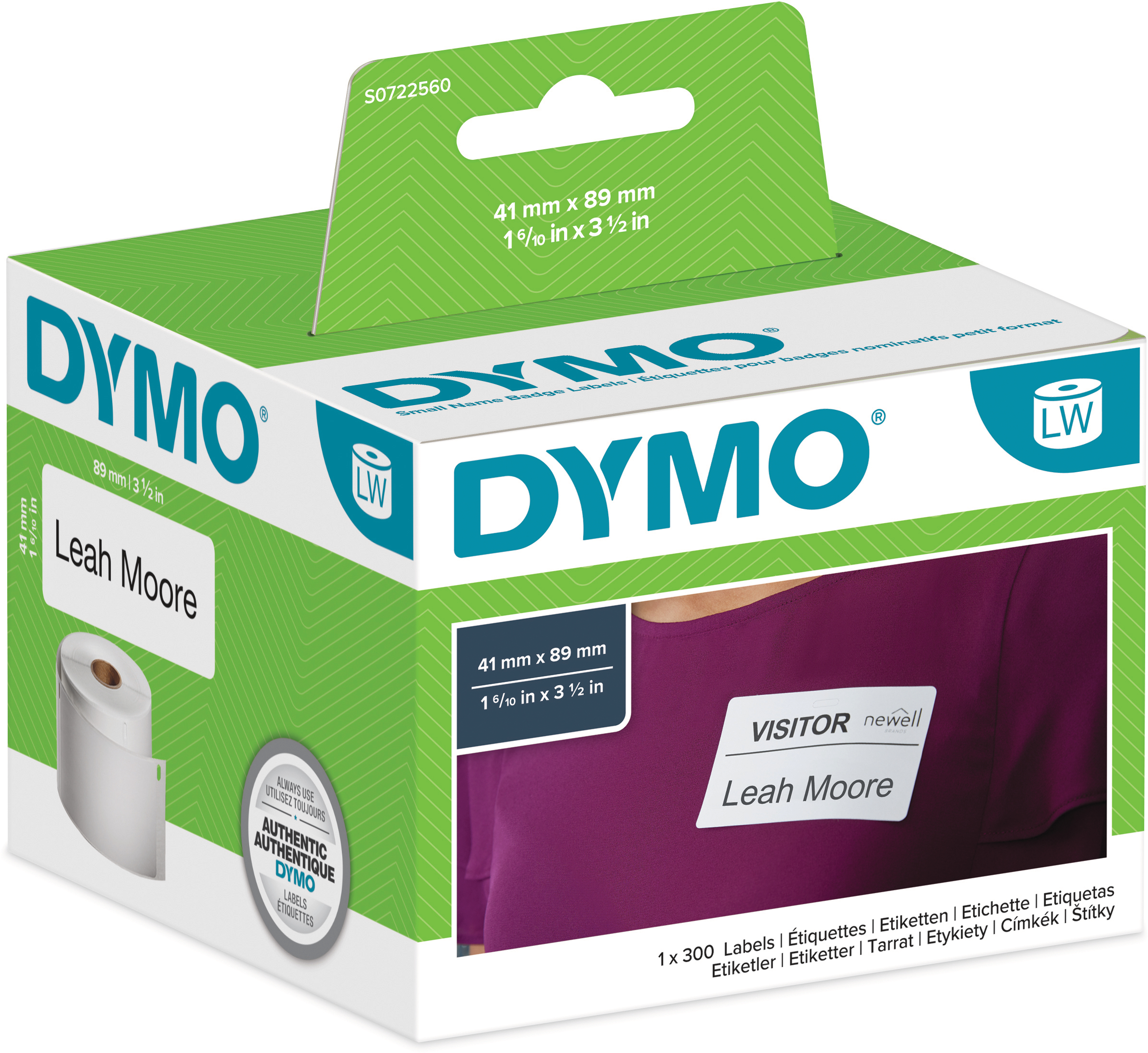 DYMO Badges S0722560 non-perm. 89x41mm 300 pcs. non-perm. 89x41mm 300 pcs.