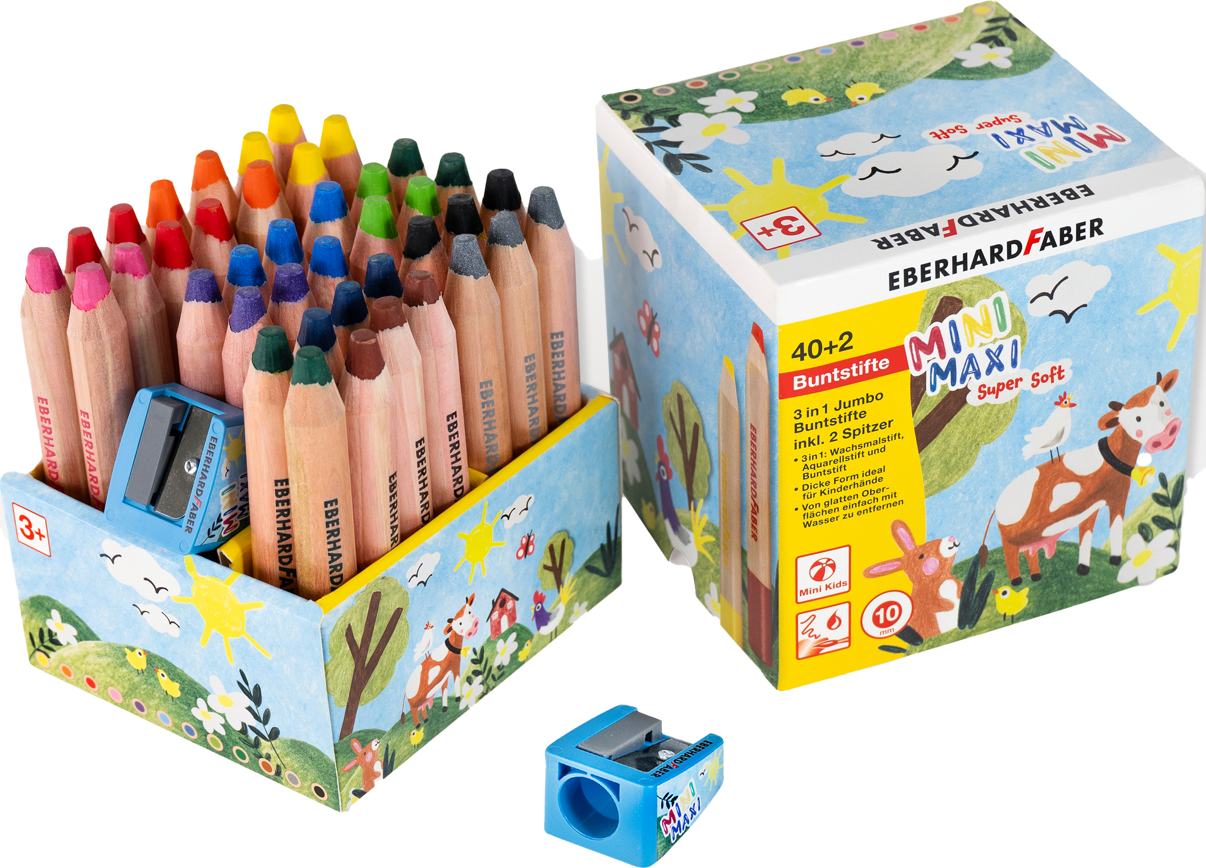 photo EBERHARD FABER Crayon de couleur Jumbo 518940 MiniMaxi 3in1 40 pièces