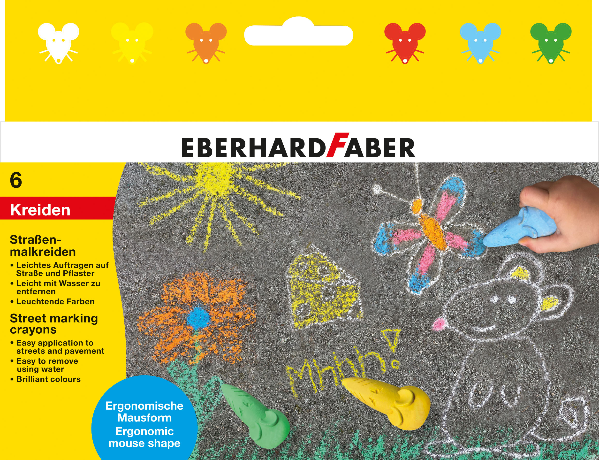 photo EBERHARD FABER Craie de rue souris 526561 6 couleurs