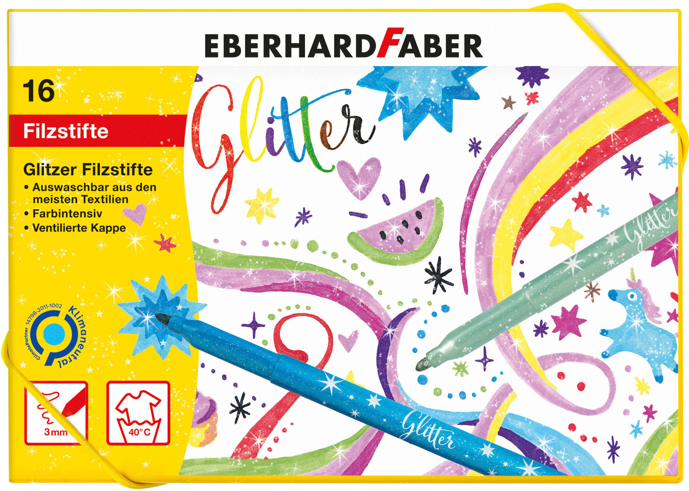 photo EBERHARD FABER Feutres Glitter 551016 Boîte cadeau de 16 pièces