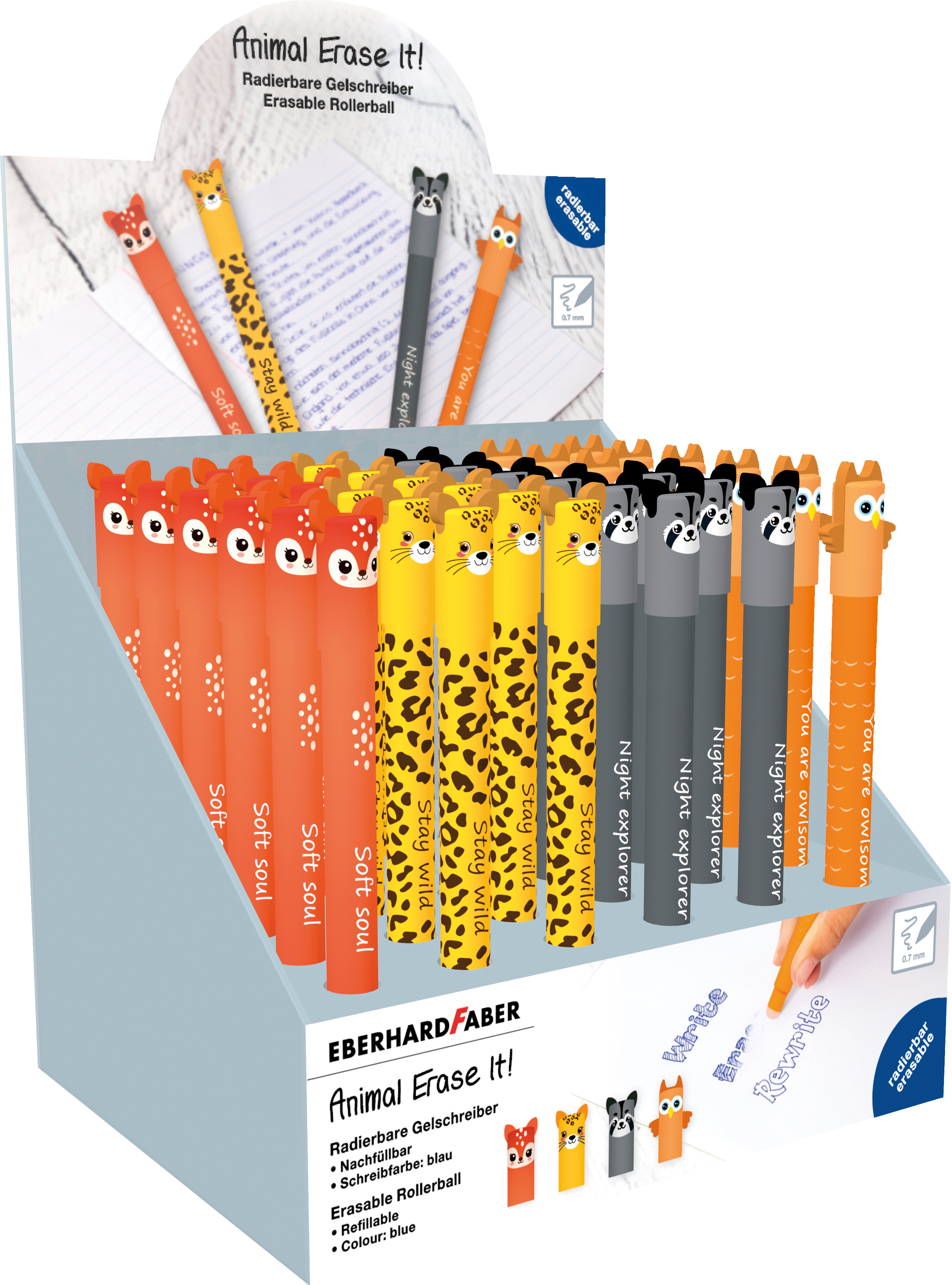 EBERHARD FABER Gelschreiber Erase It Display 560174 Animal 36 Stück