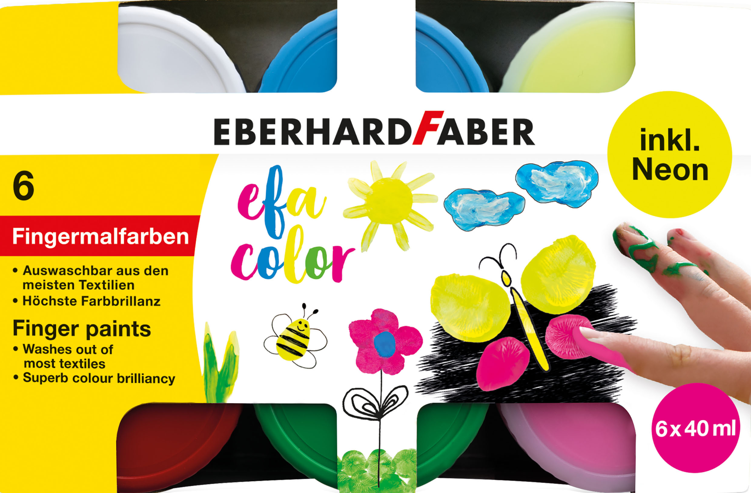 photo EBERHARD FABER Peinture au doigt neon 578603 6x40ml