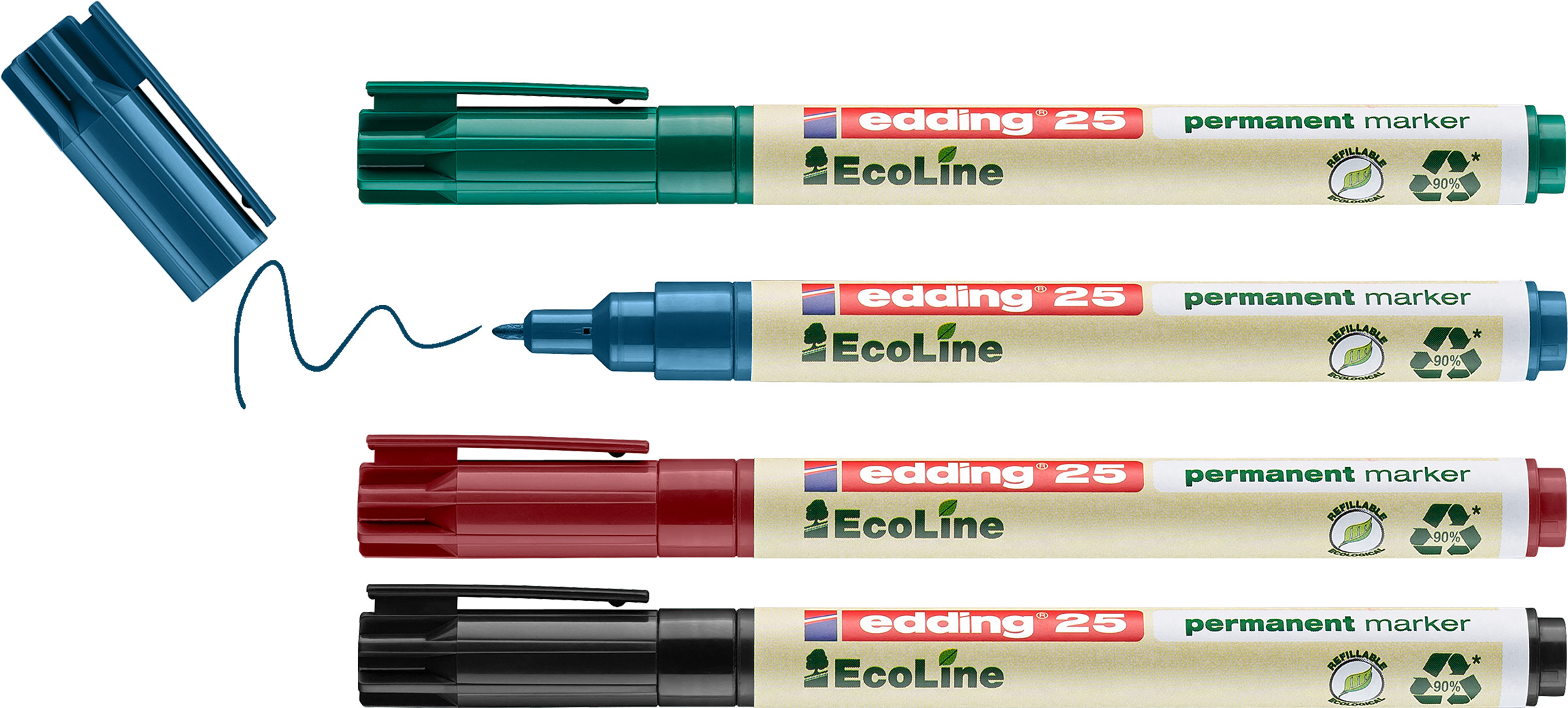 EDDING Permanent Marker 25 E-4 25-E4 Etui, 4-coloré 4 pcs.