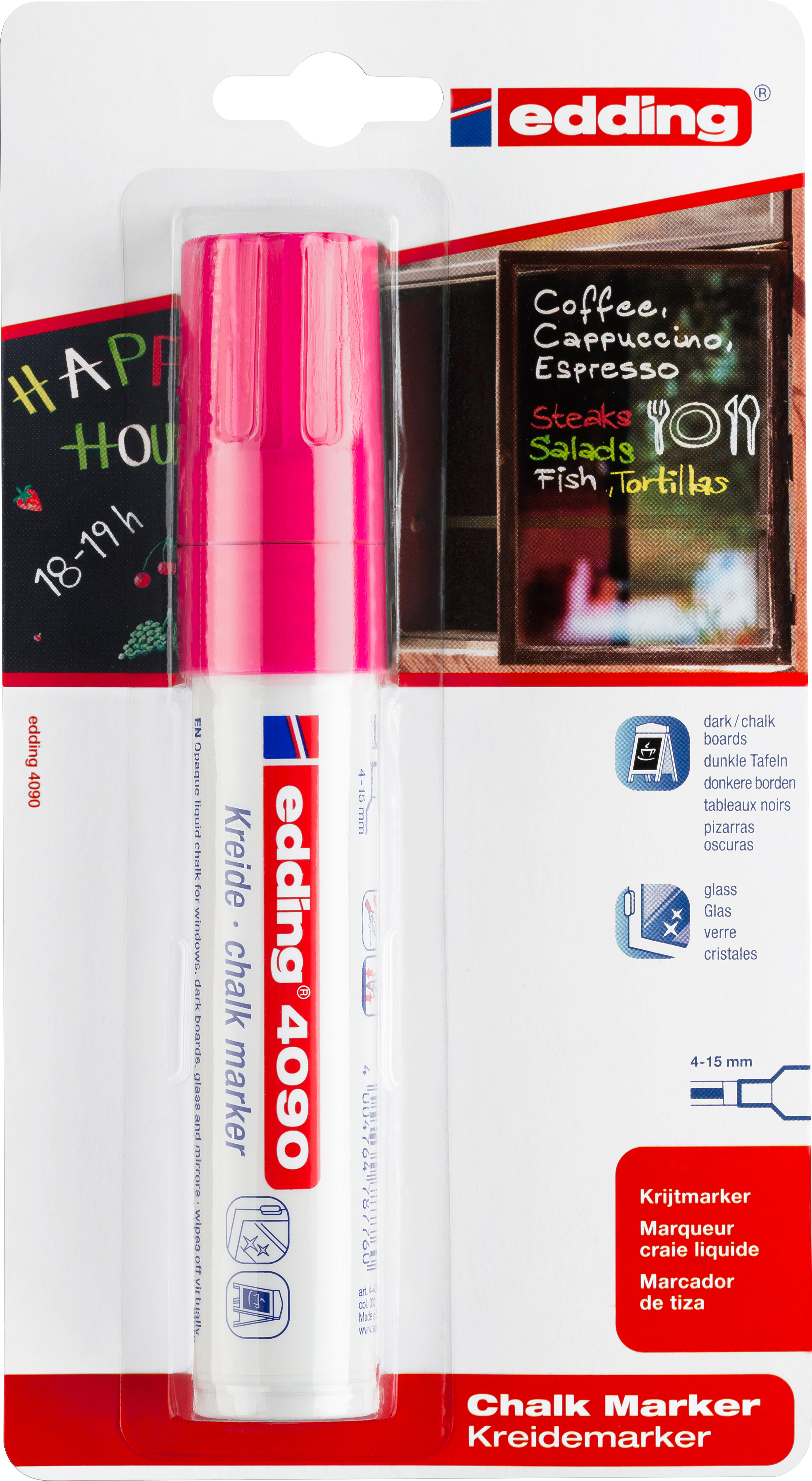 EDDING Chalk Marker 4090 4-15mm 4090BLI-69 BLI-6 neonrose