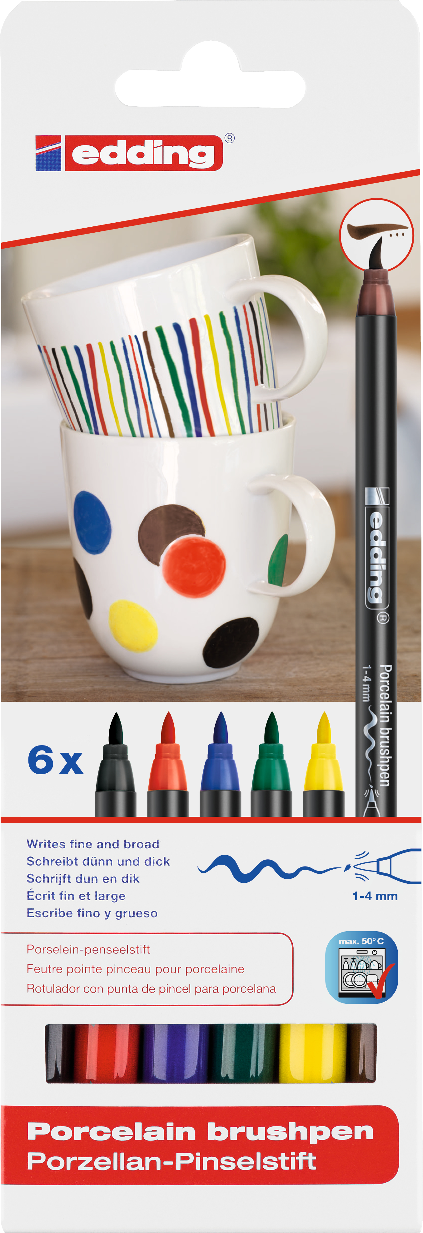 EDDING 4200 Porzellan- Pinselstift 1- 4mm 6er Etui, Family<br>