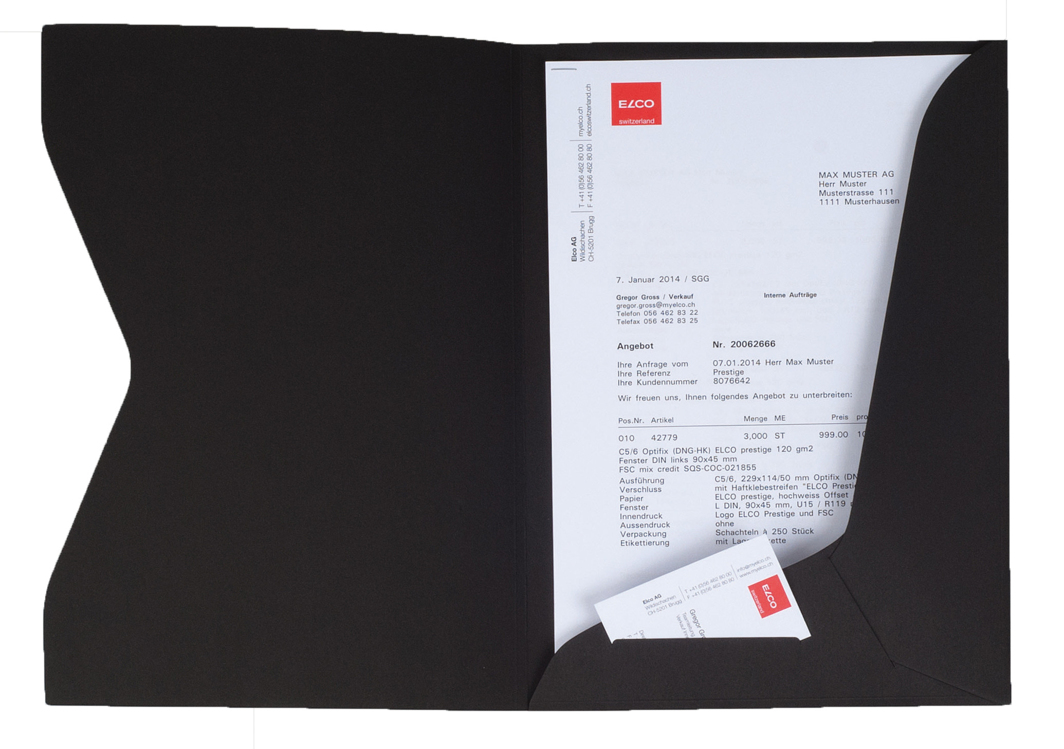 ELCO Dossier offre Prestige 29450.11 noir, 270gm2 10 pcs.
