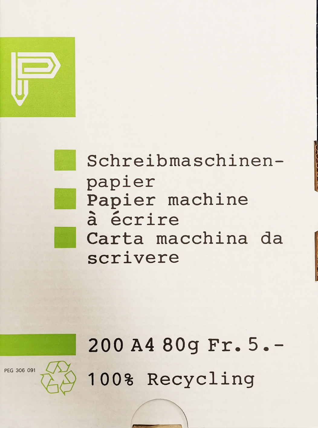 ELCO Papier machine à écrire A4 306091 Recycling 200 feuilles Recycling 200 feuilles