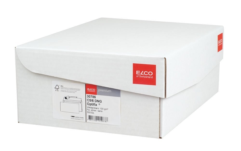 ELCO Envelope Premium s.fenêt. C5/6 30786 100g blanc, colle 500 pcs.