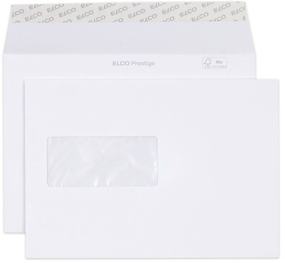 ELCO Enveloppe Prestige C5 42999 120g, blanc,a/fênetre 250 pcs.
