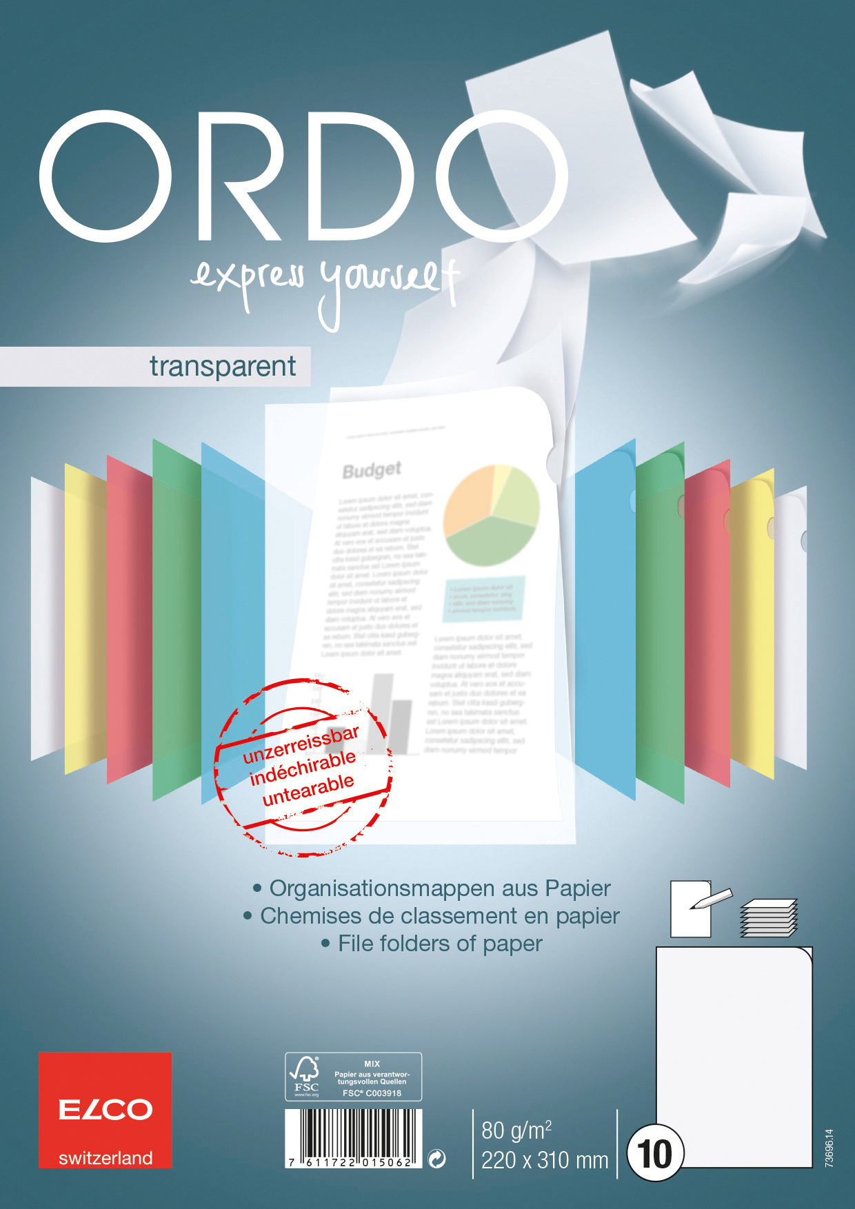 ELCO Dossier Ordo A4 73696.14 transparent, blanc 10 pièces