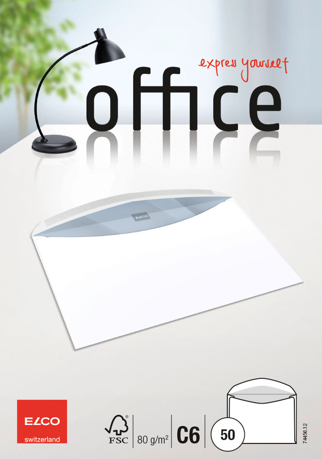 ELCO Enveloppe Office s/fenêtre C6 74456.12 80g, blanc 50 pcs. 80g, blanc 50 pcs.