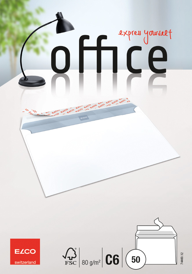 ELCO Enveloppe Office s. fenêtre C6 74460.12 80g, blanc, colle 50 pcs.
