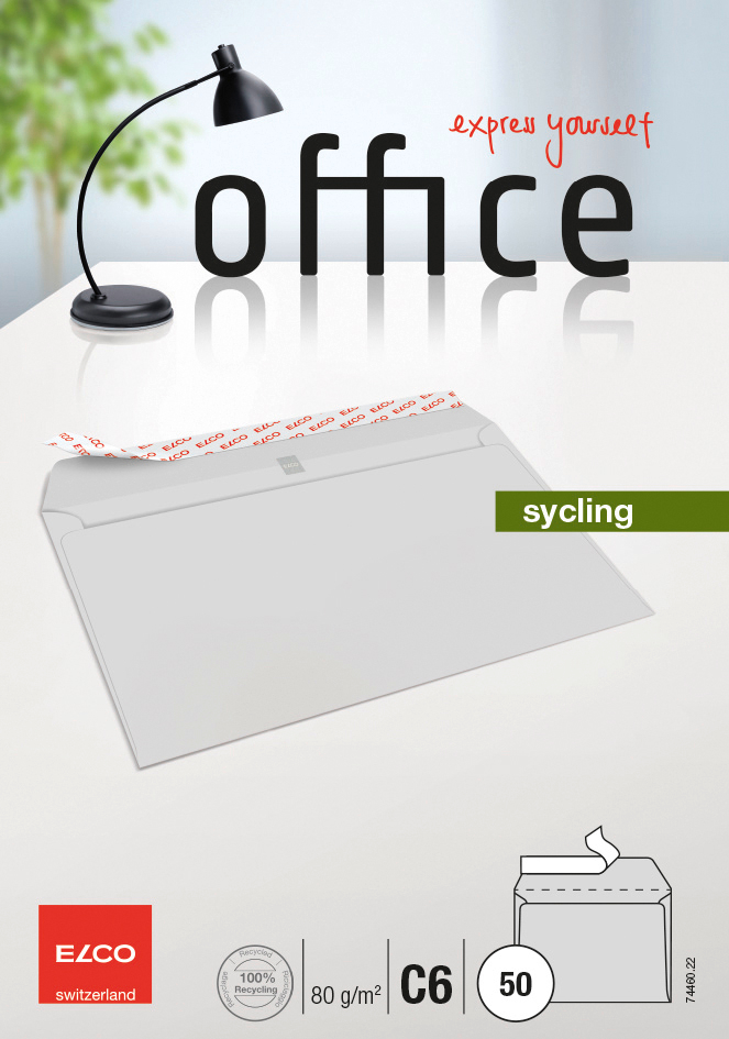 ELCO Enveloppe Office s/fenêtre C6 74460.22 80g, recycling 50 pcs.