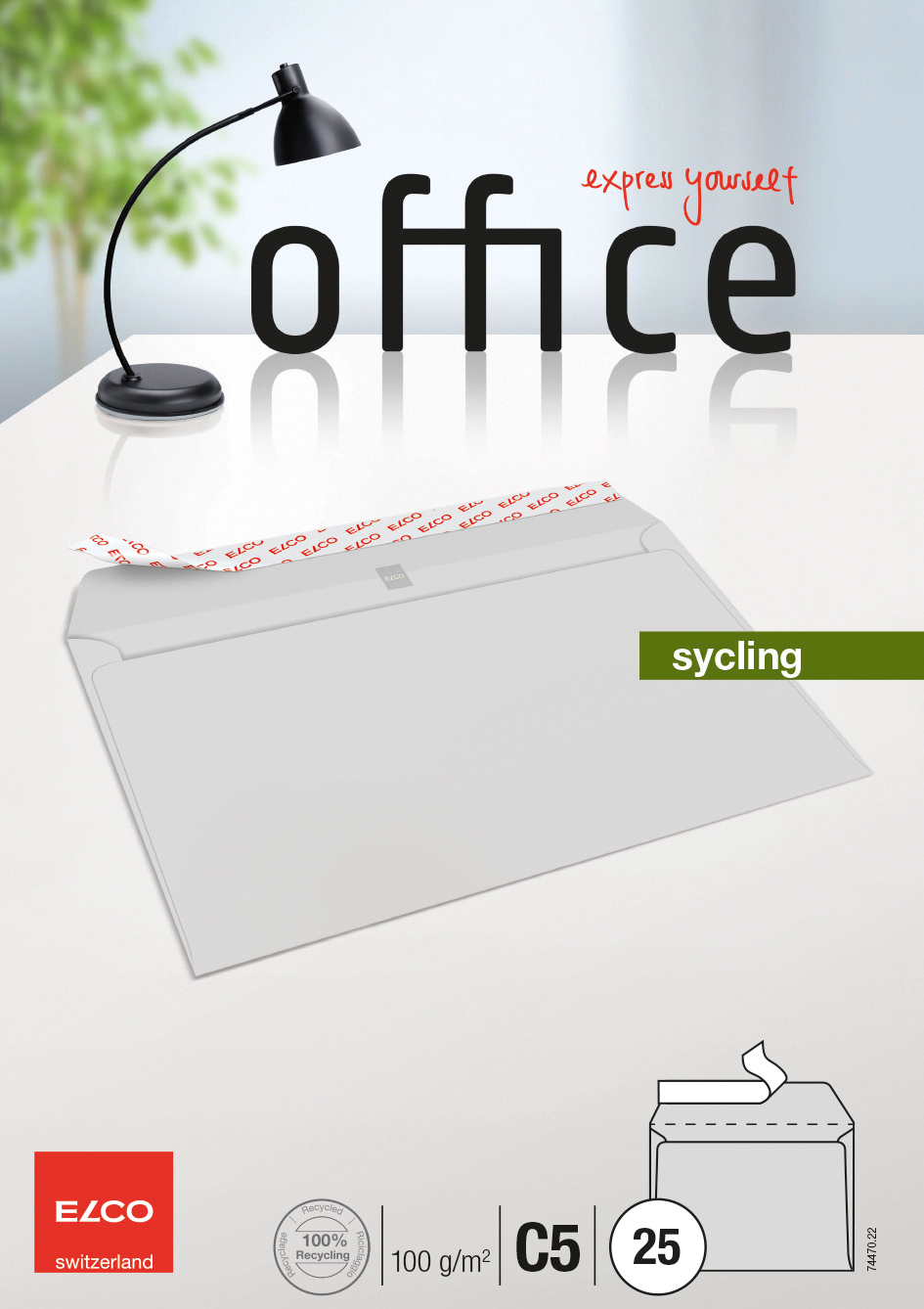 ELCO Enveloppe Office s/fenêtre C5 74470.22 100g, recycling 25 pcs.