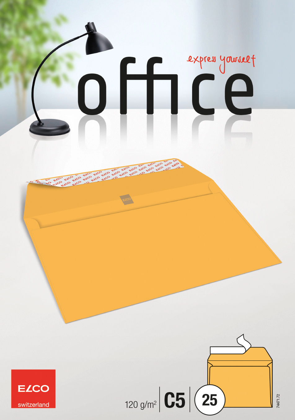 ELCO Enveloppe Office s/fenêtre C5 74471.72 120g, jaune 25 pcs.