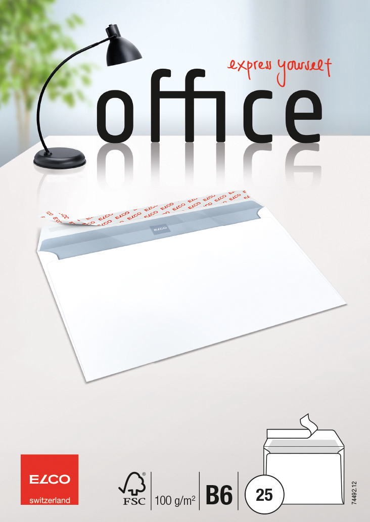 ELCO Enveloppe Office s/fenêtre B6 74492.12 100g, blanc 25 pcs. 100g, blanc 25 pcs.