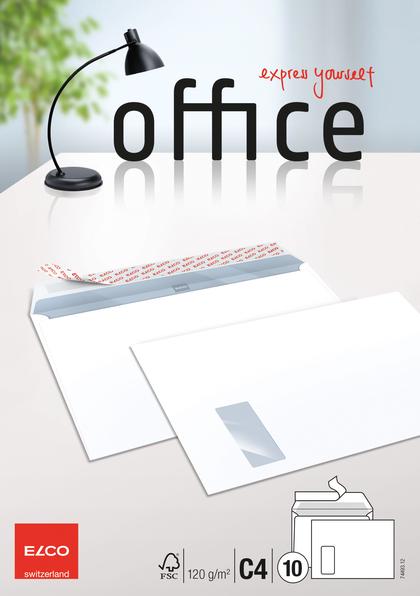 ELCO Enveloppe Office a/fenêtre C4 74493.12 120g, blanc 10 pcs.