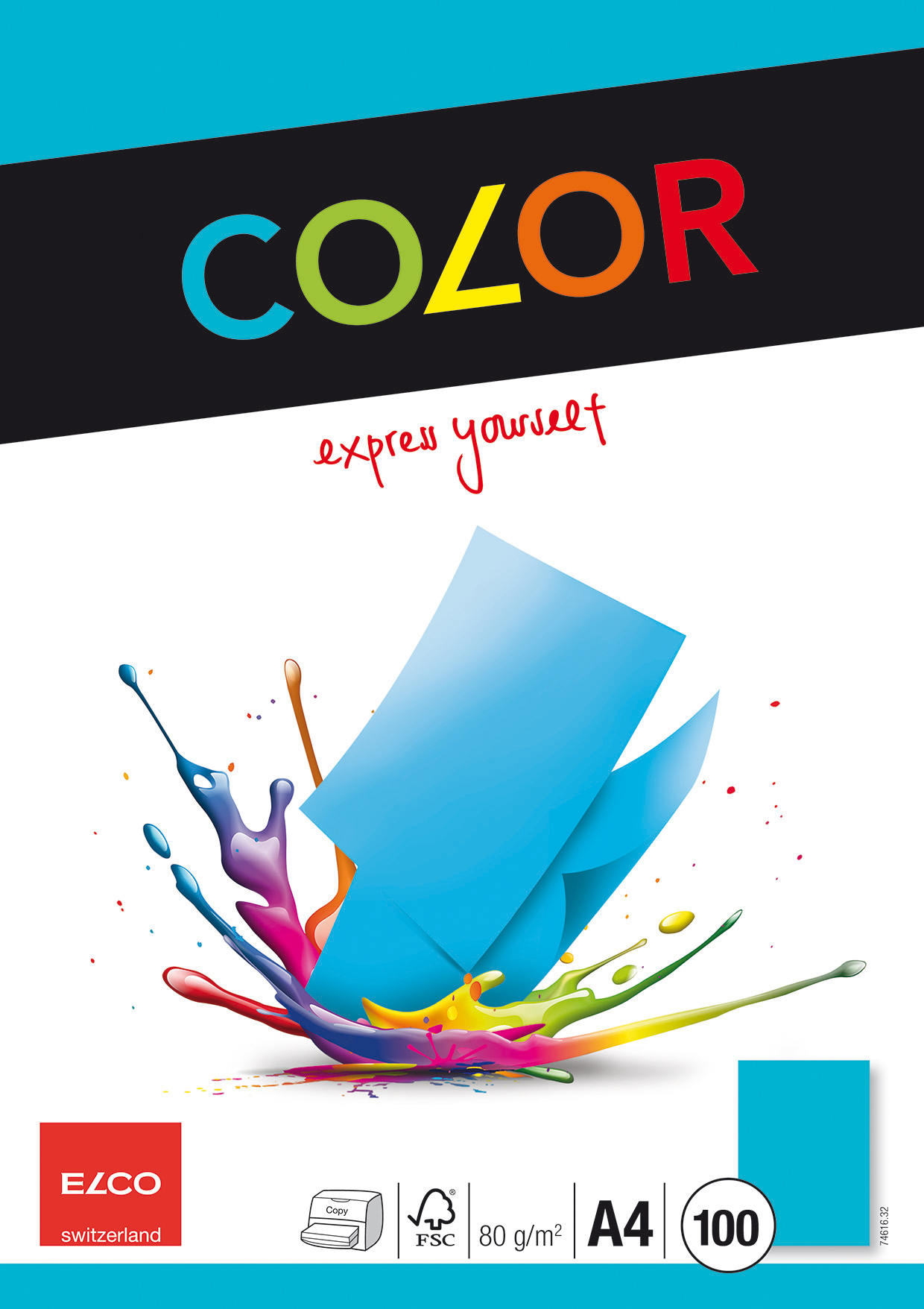 ELCO Office Color Papier A4 74616.32 80g, bleu intense 100 feuilles 80g, bleu intense 100 feuilles
