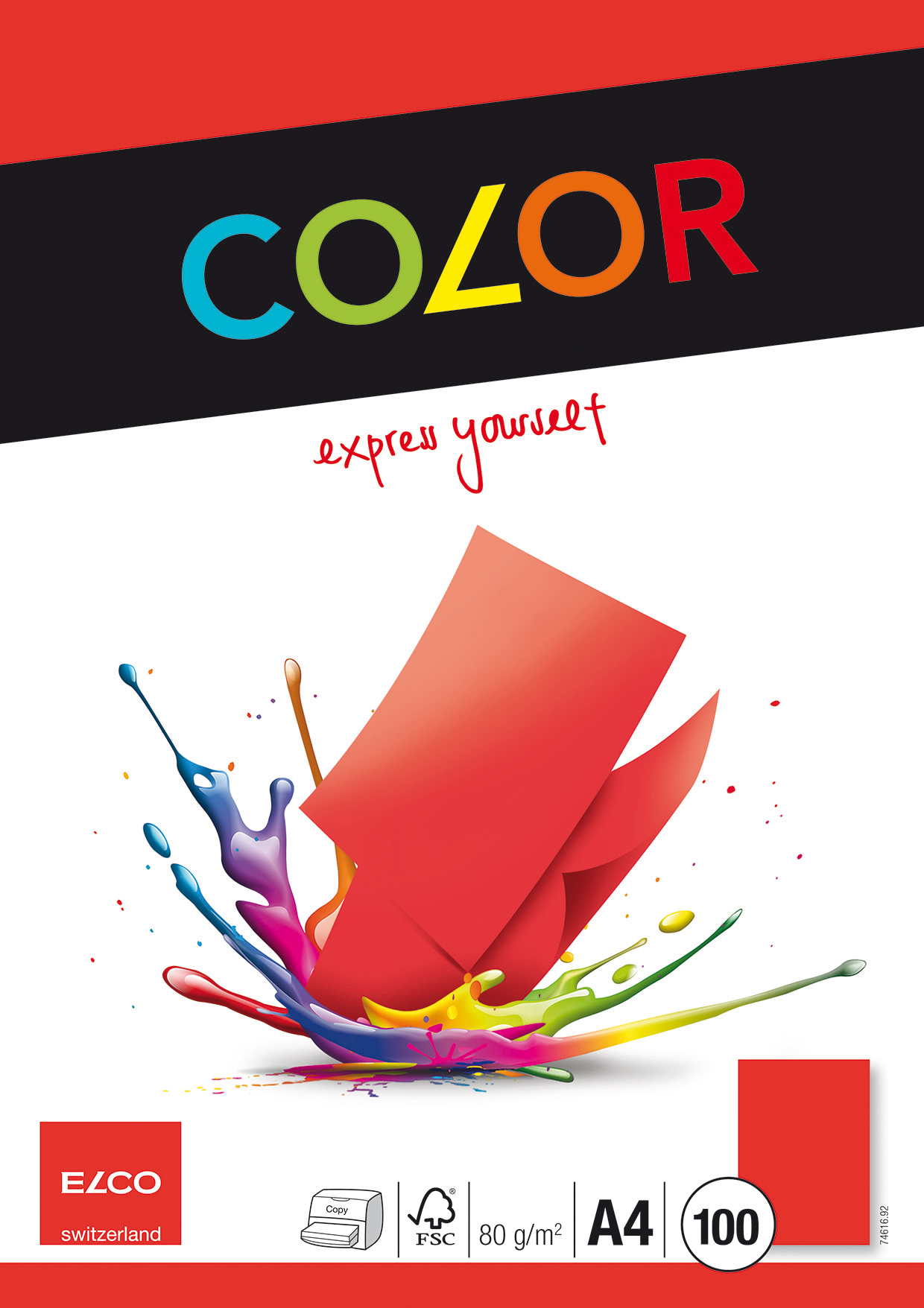 ELCO Office Color Papier A4 74616.92 80g, rouge 100 feuilles