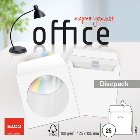 ELCO CD Discpack FSC 125x125mm 74641.12 blanc, 100g, sticker 25 pcs.