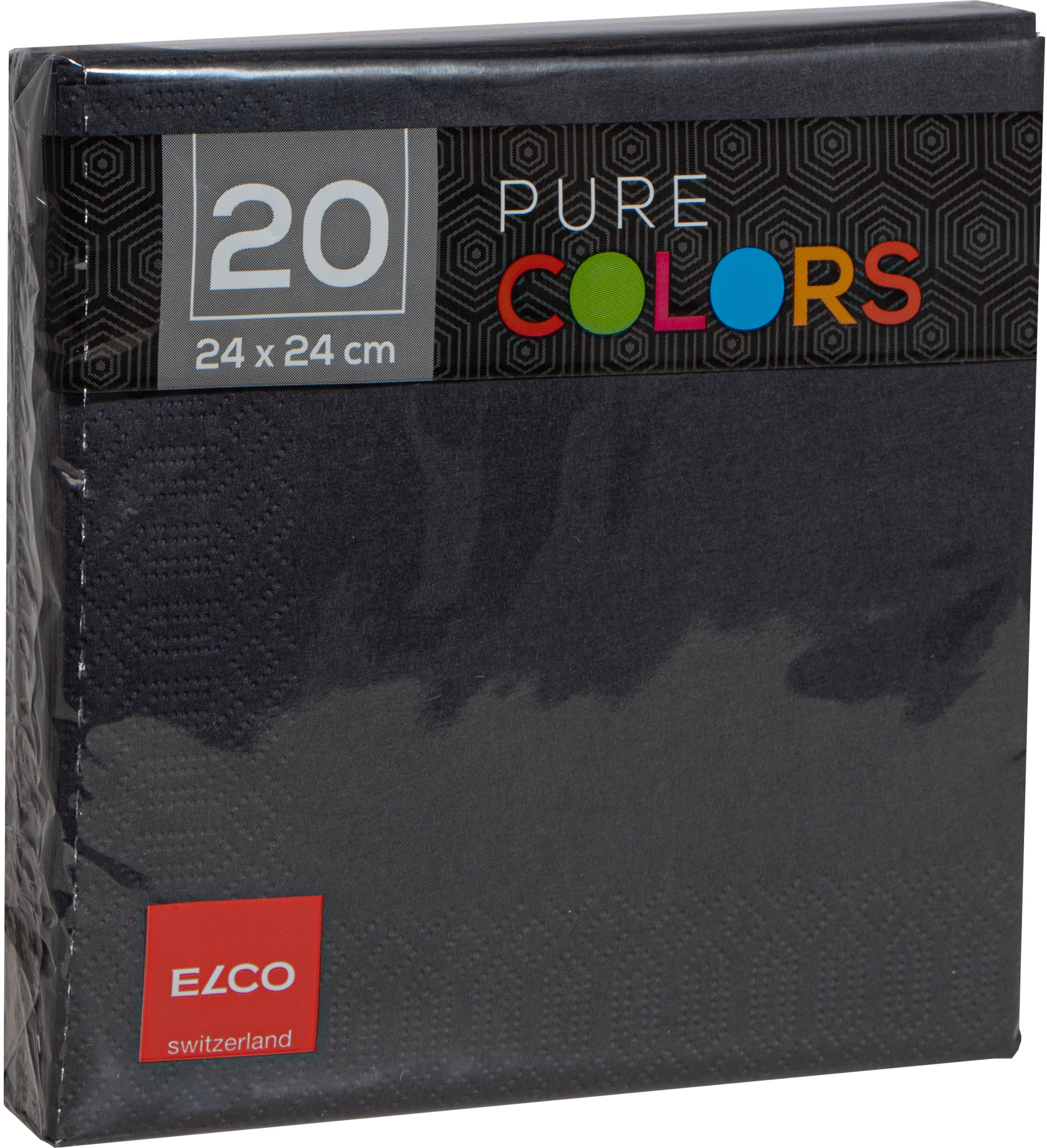 ELCO Serviettes tissue 24x24cm PC234020-090 3 plis, noir 20pcs. 3 plis, noir 20pcs.