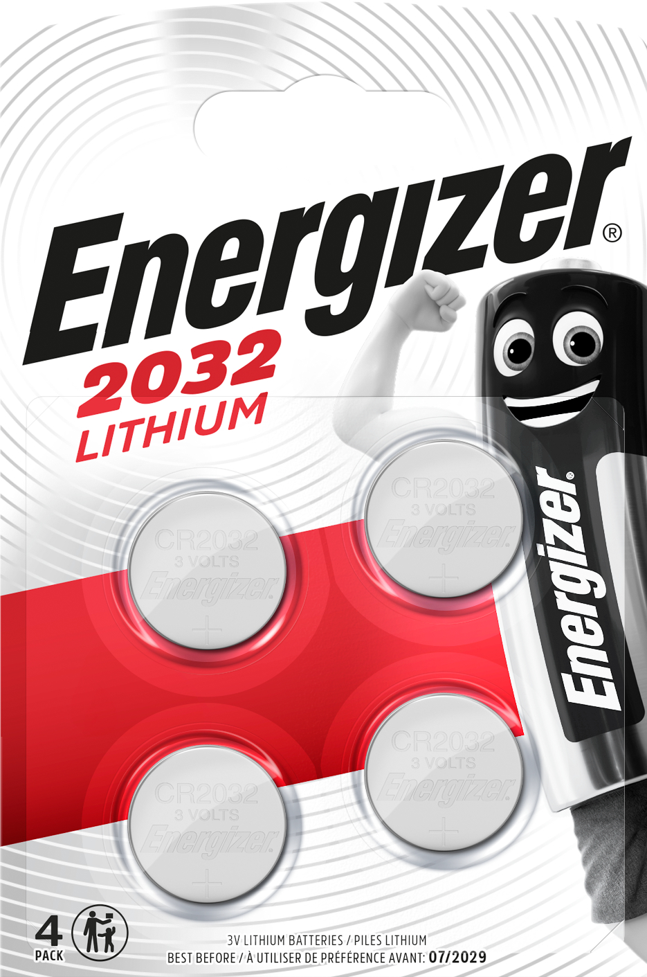 ENERGIZER Pile bouton E300830104 CR2032, 4 pièces