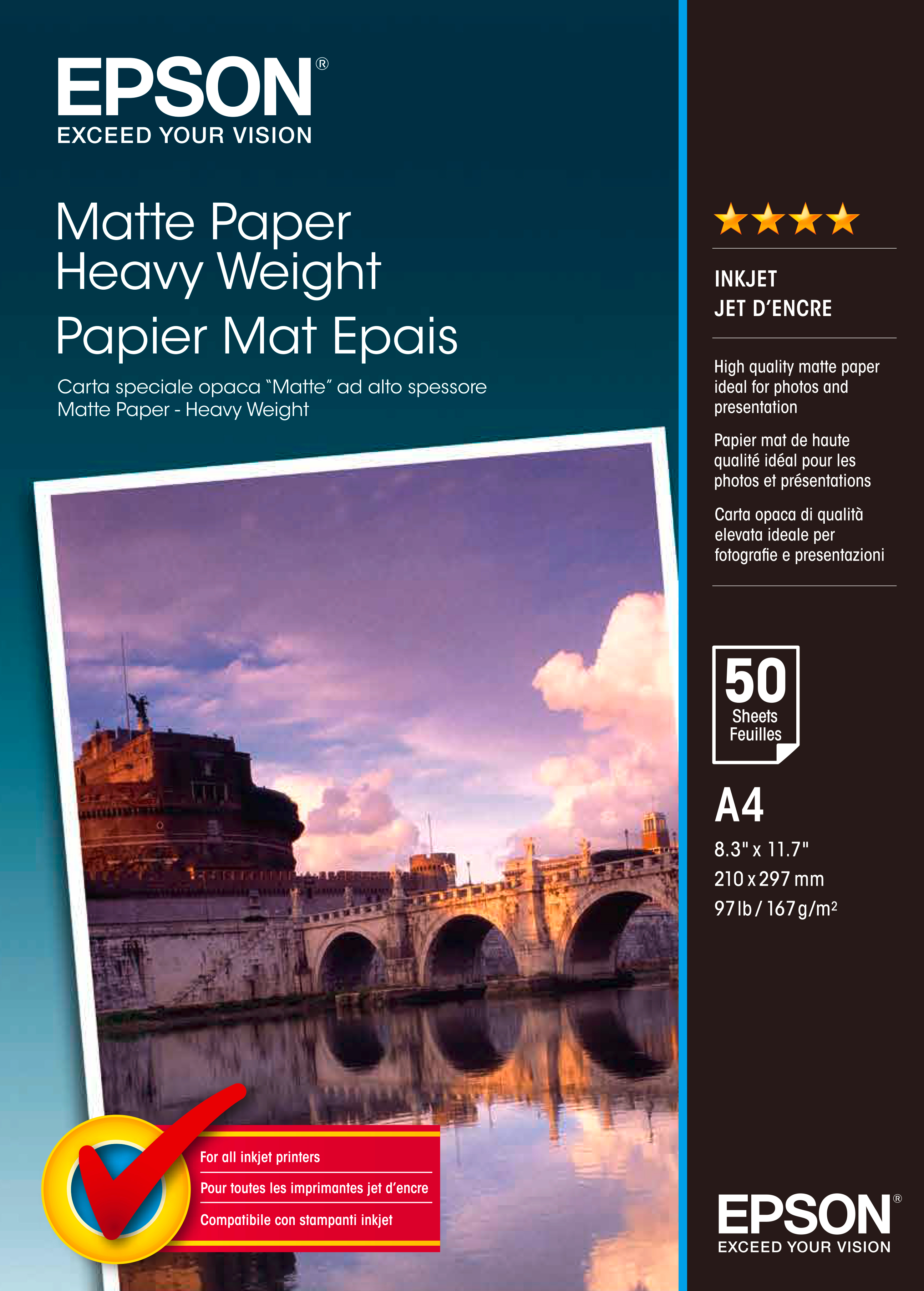EPSON Matt Paper heavy weight A4 S041256 InkJet 167g 50 feuilles