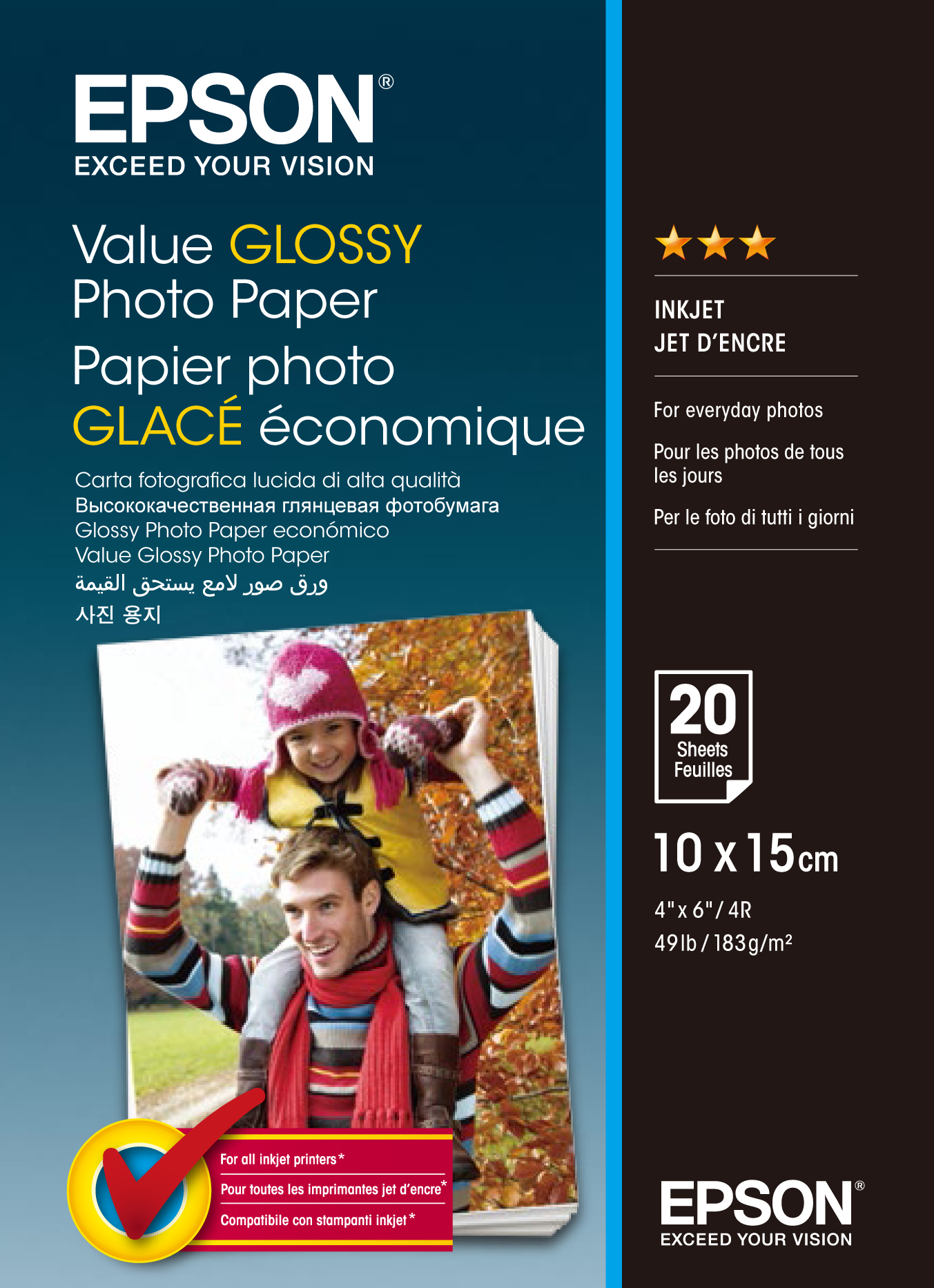 EPSON Value Photo Paper 10x15cm S400037 InkJet 183g 20 feuilles