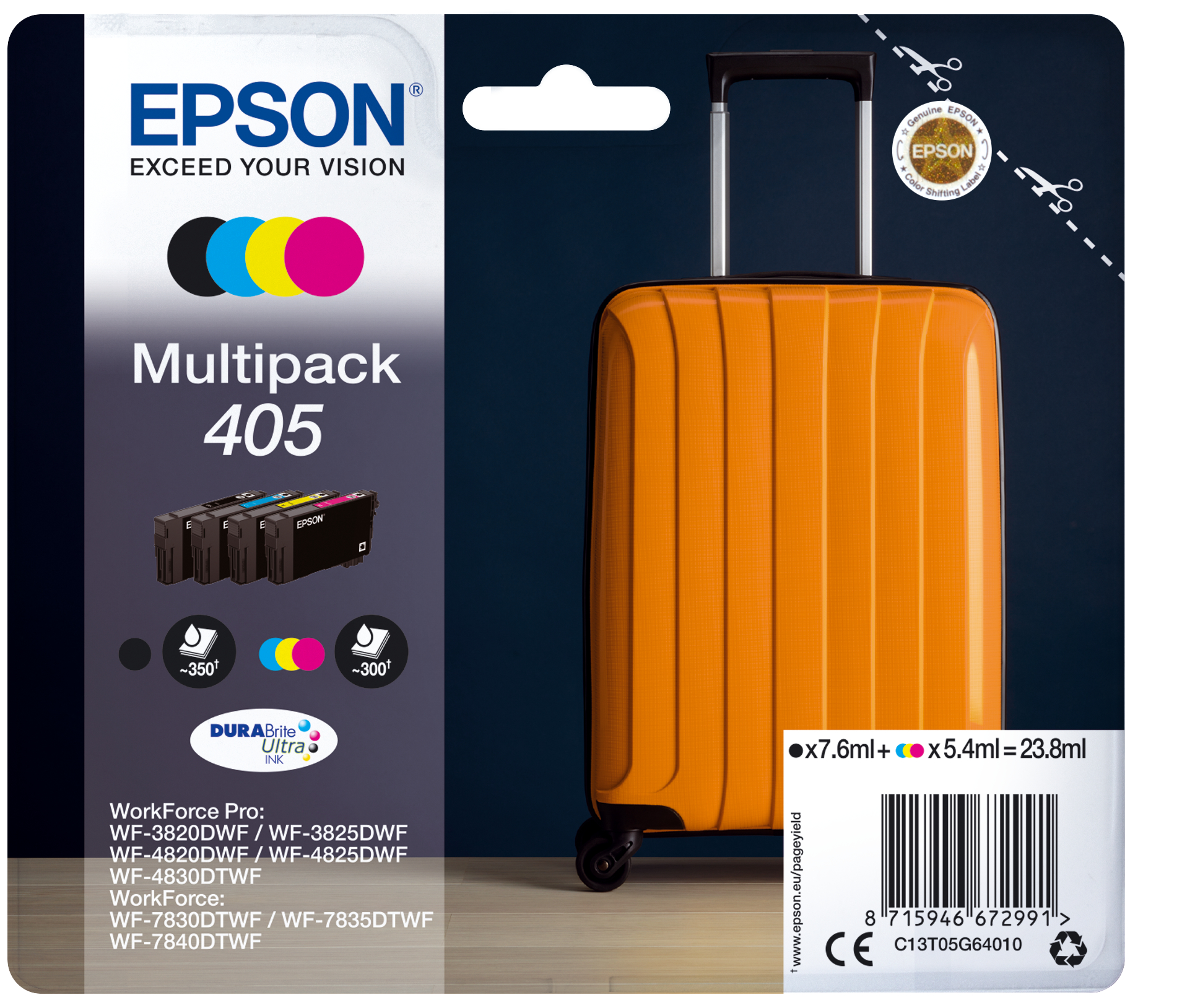 photo EPSON Multipack Encre 405 CMYBK T05G64010 WF-7830DTWF 4-color