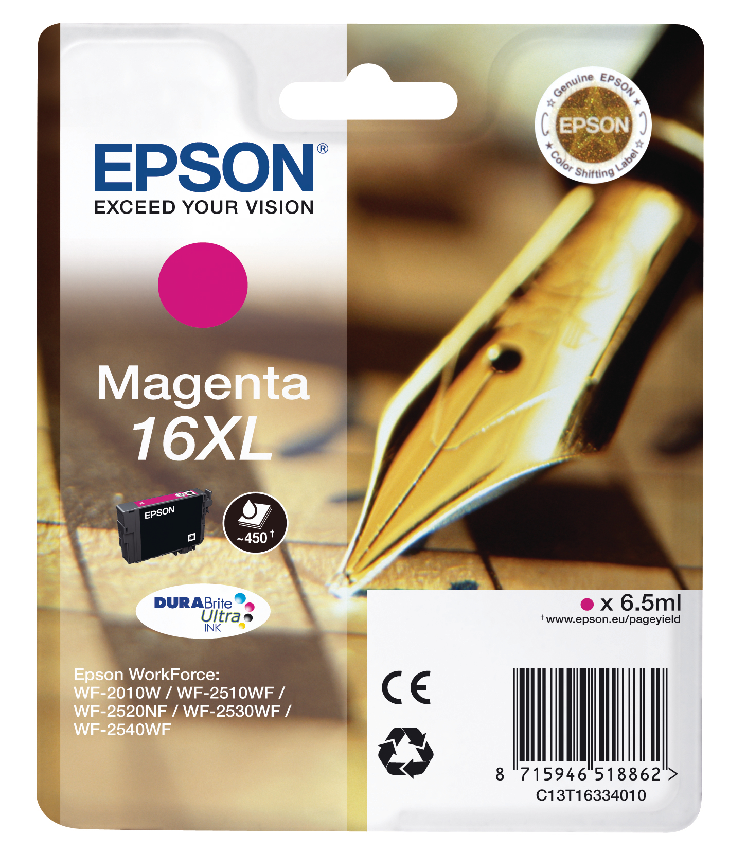 photo EPSON Cartouche d'encre 16XL magenta T163340 WF 2010/2540 450 pages