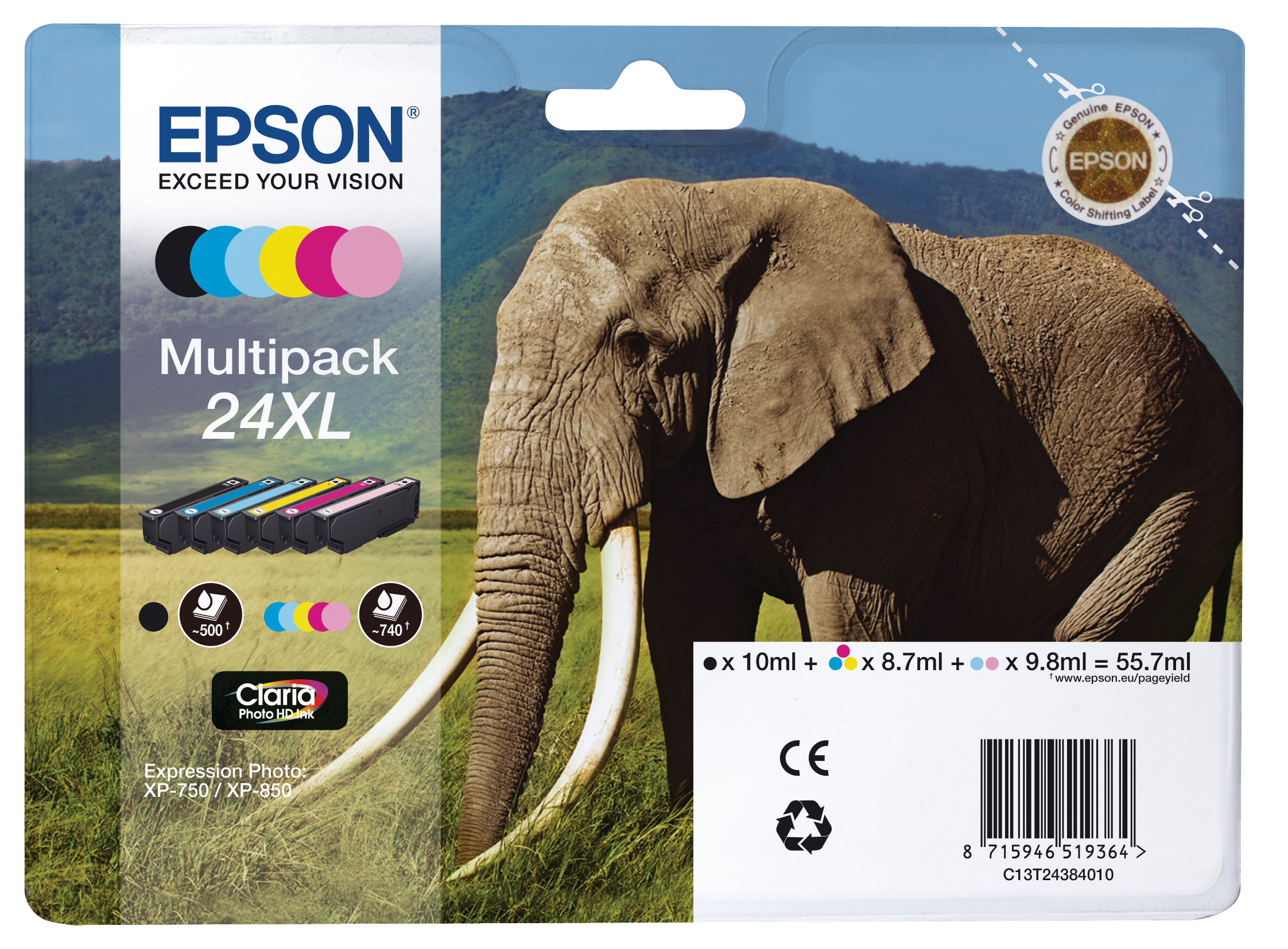 photo EPSON Multipack Encre 24XL 6-color T243840 XP 750/850 6x500 pages