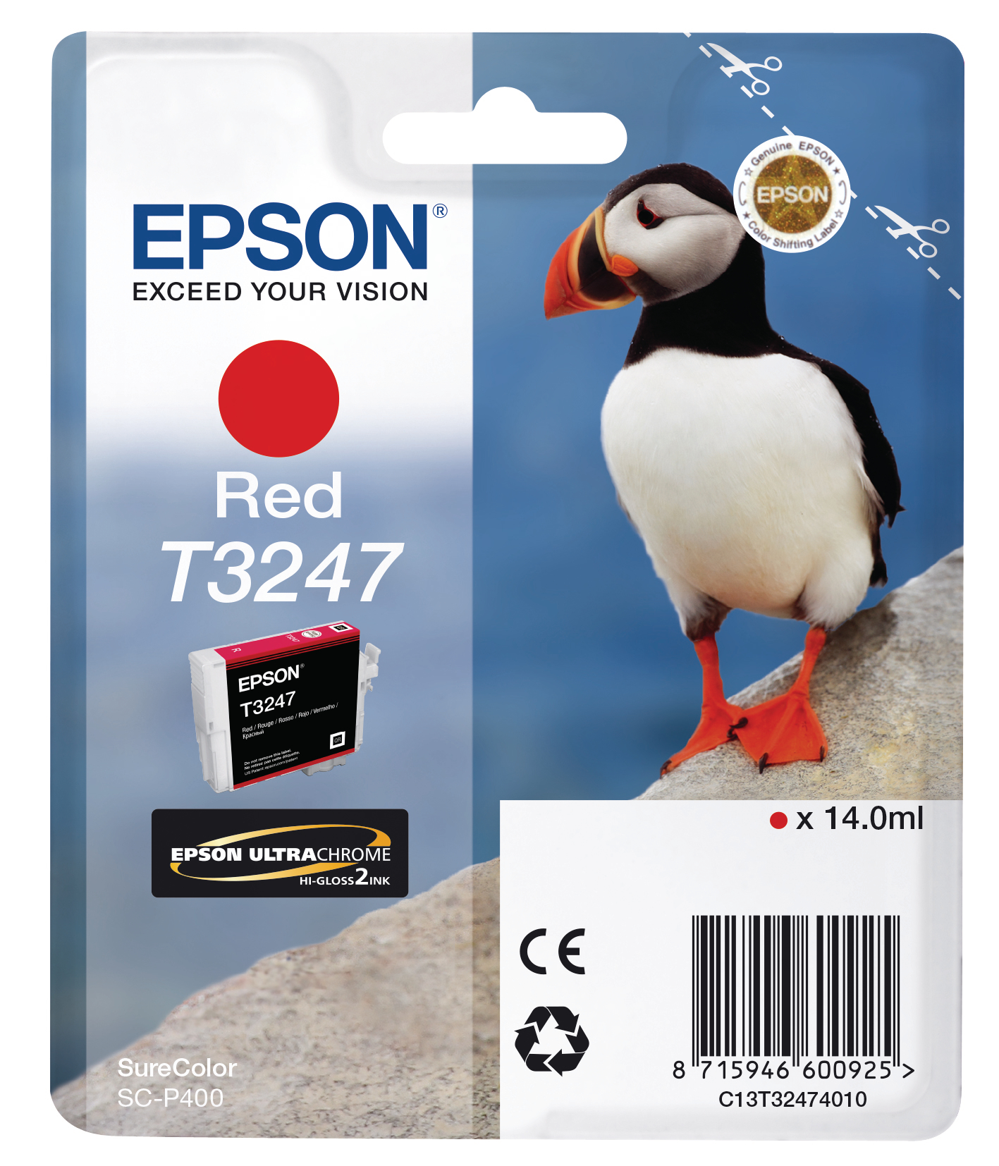 photo EPSON Cart. d'encre rouge T324740 SureColor SC-P400 14ml