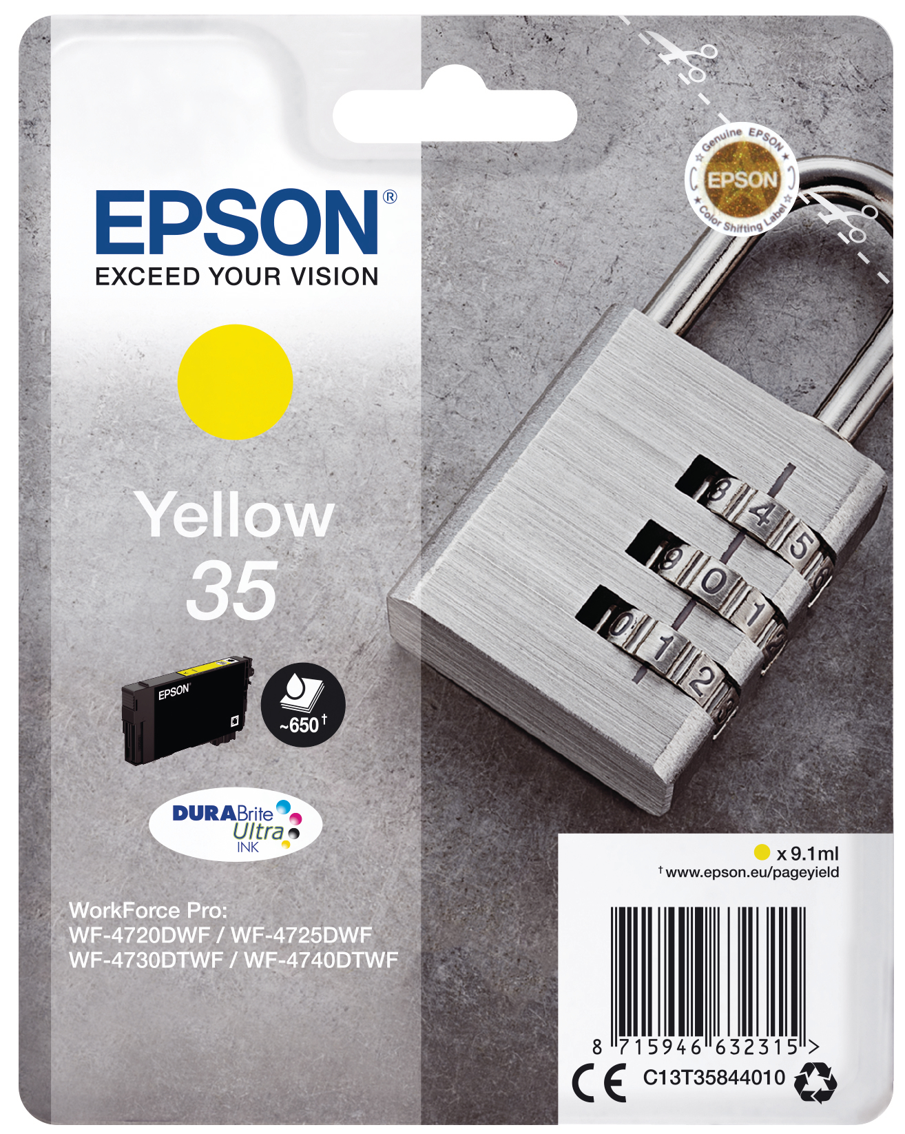 photo EPSON Cart. d'encre yellow T358440 WF-4720/4725DWF 650 pages